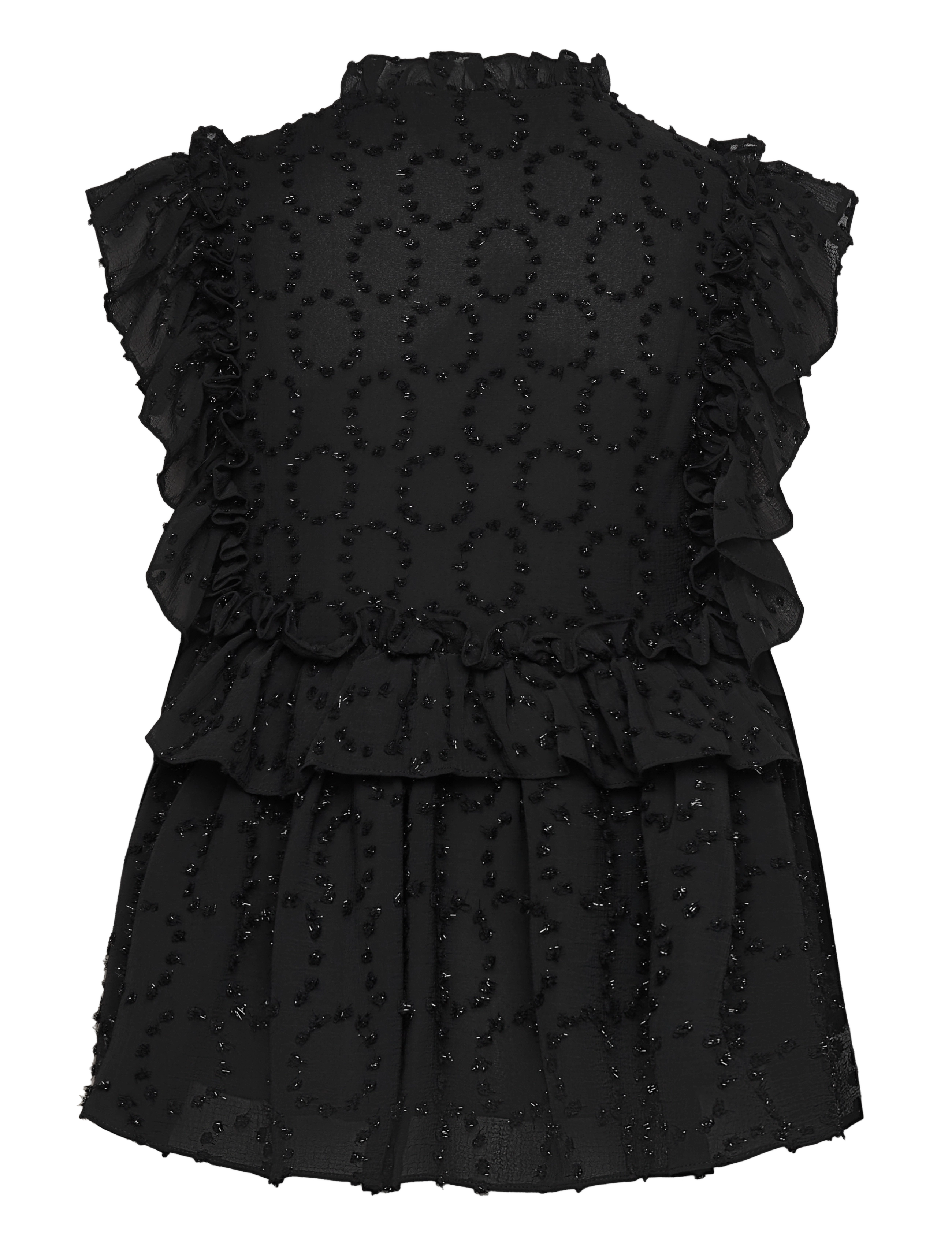 Stella Nova - Sleeveless blouse with flounce - black - 1