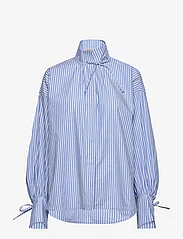 Stella Nova - Striped shirt with tie bands - långärmade skjortor - white blue stripes - 0