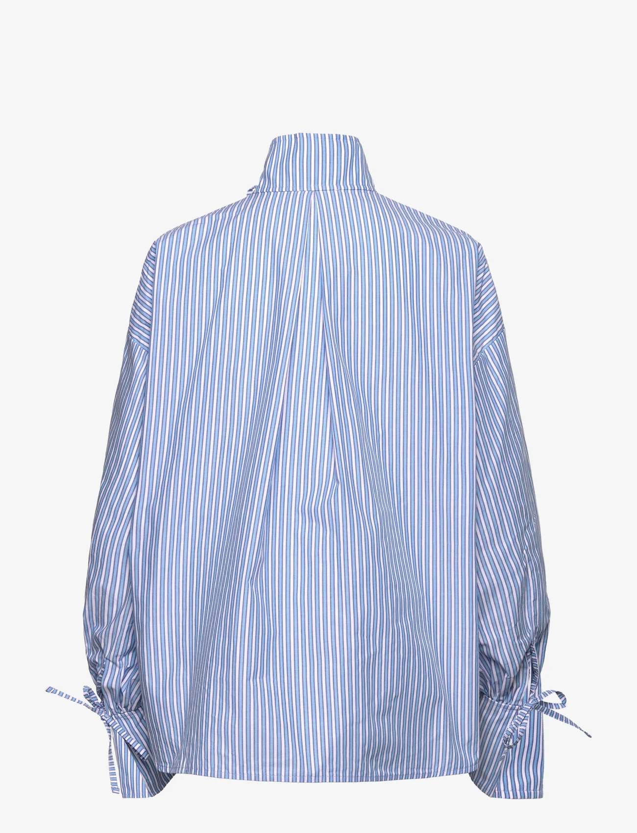 Stella Nova - Striped shirt with tie bands - long-sleeved shirts - white blue stripes - 1