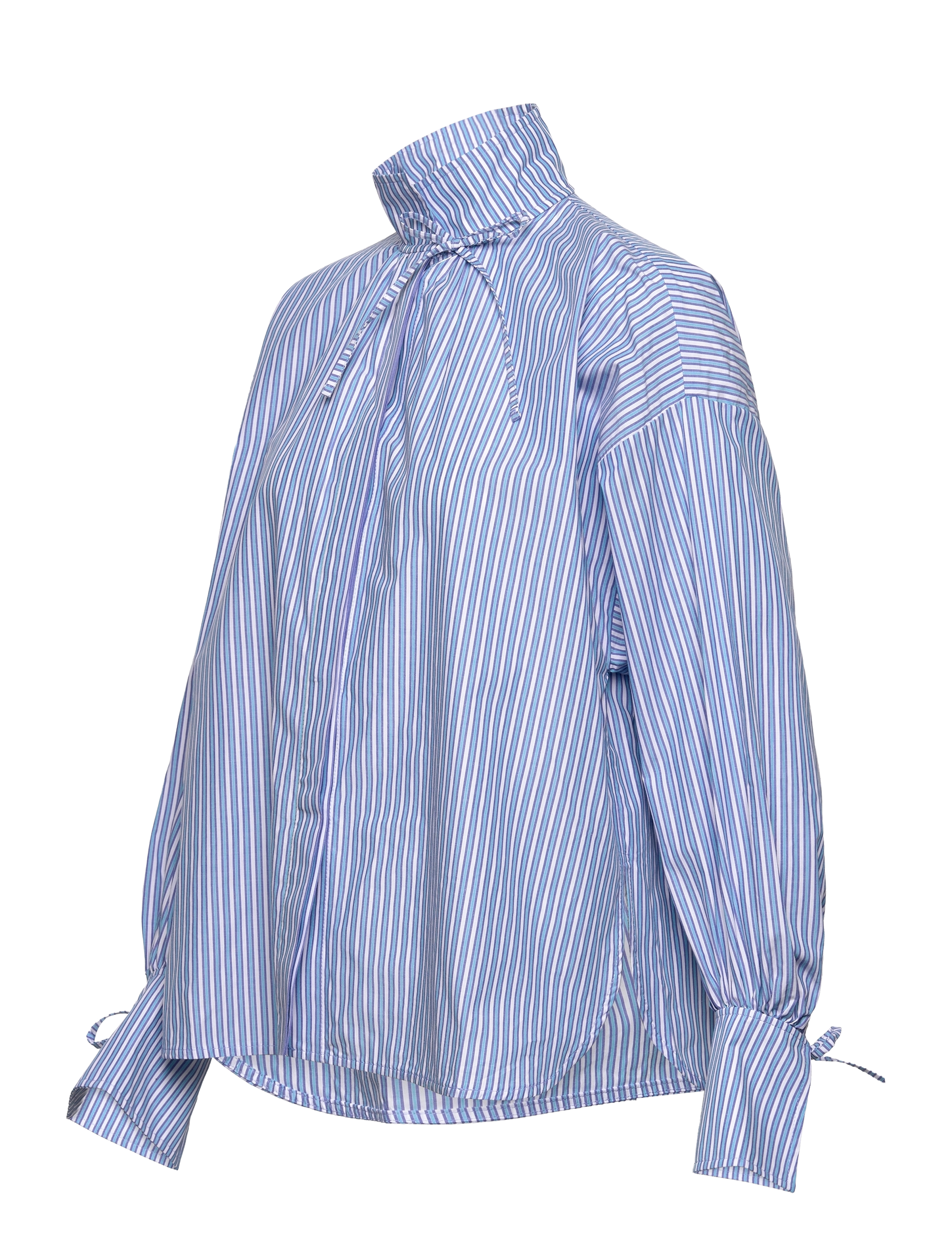 Stella Nova - Striped shirt with tie bands - white blue stripes - 3