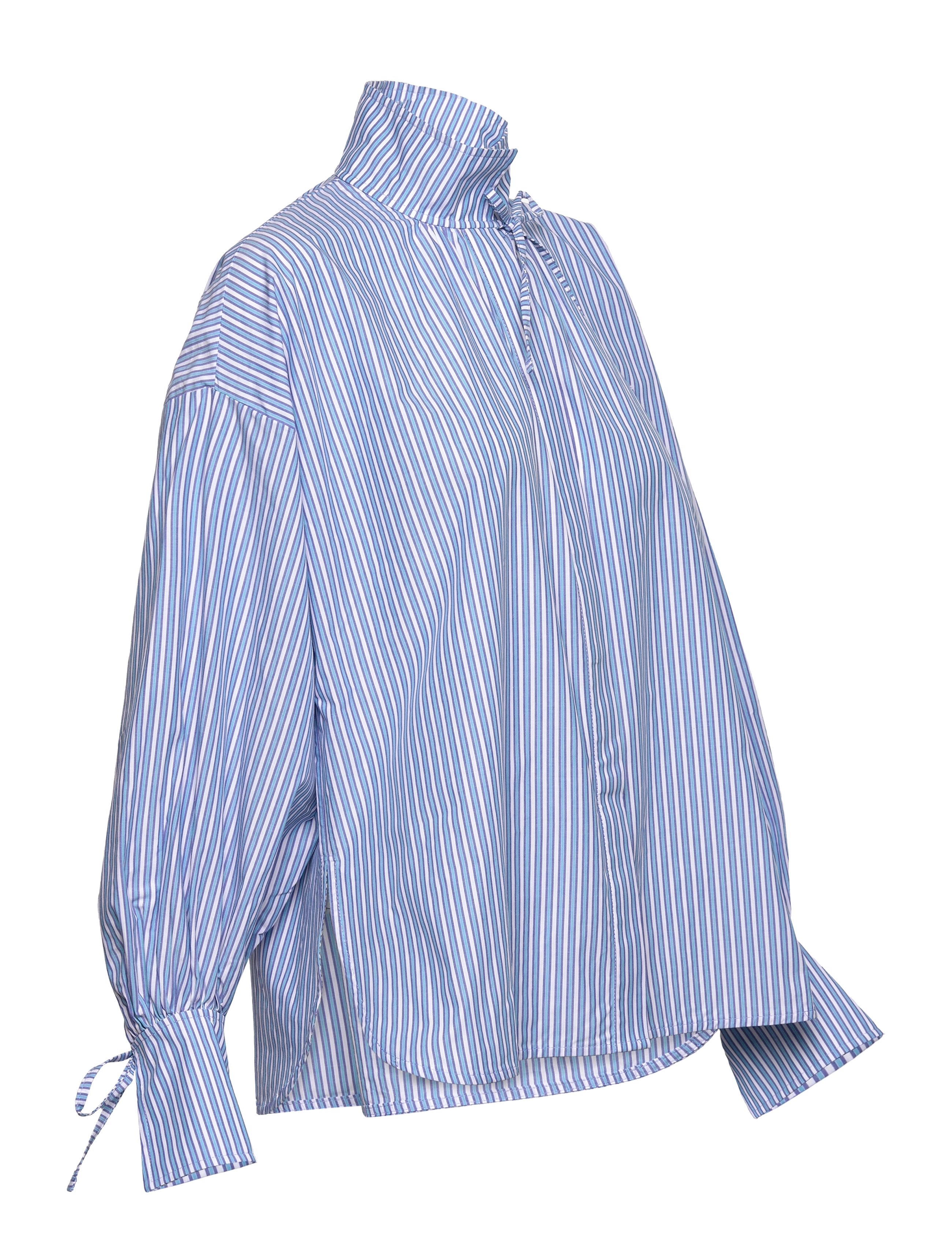Stella Nova - Striped shirt with tie bands - white blue stripes - 4