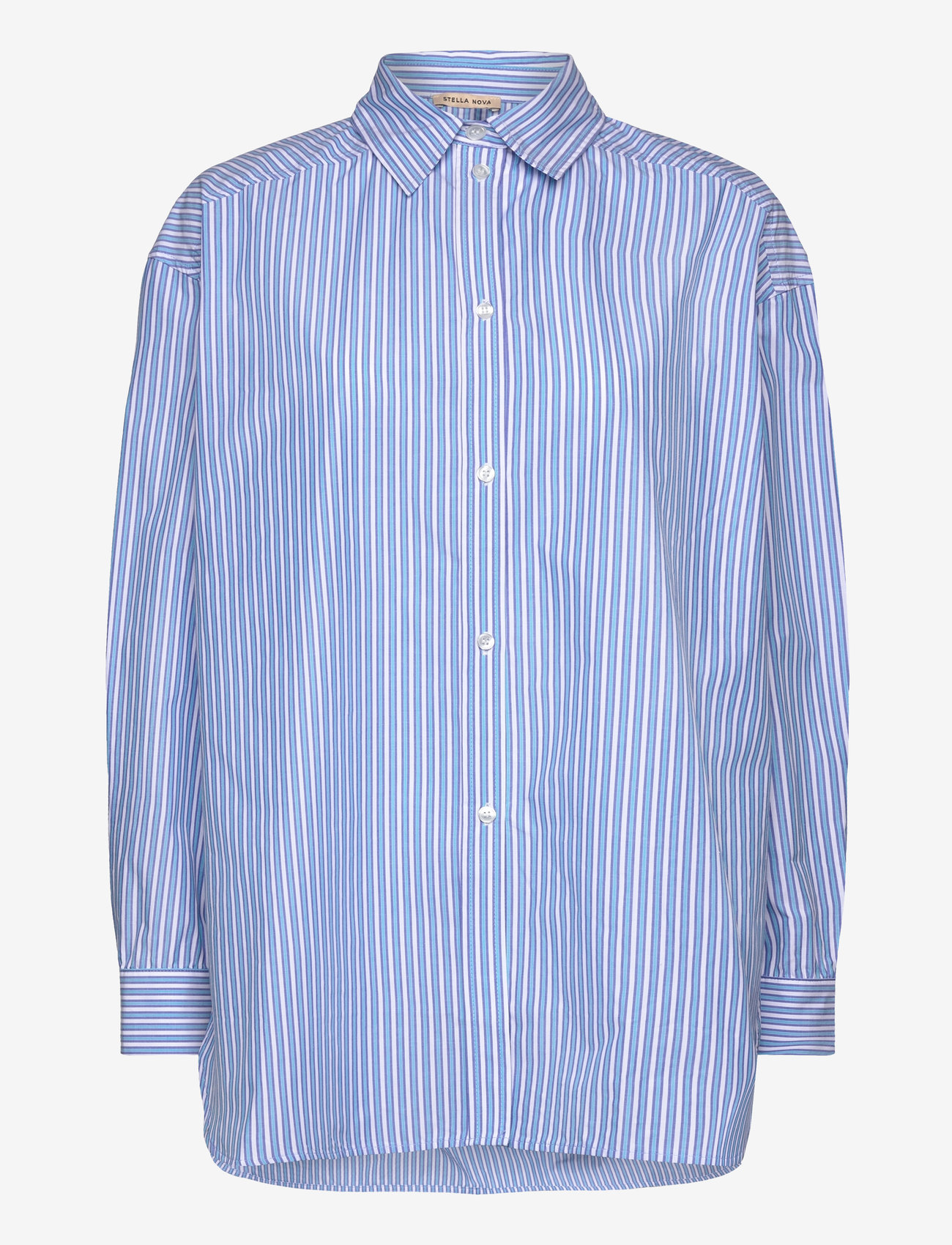Stella Nova - Striped oversized shirt - langärmlige hemden - white blue stripes - 0