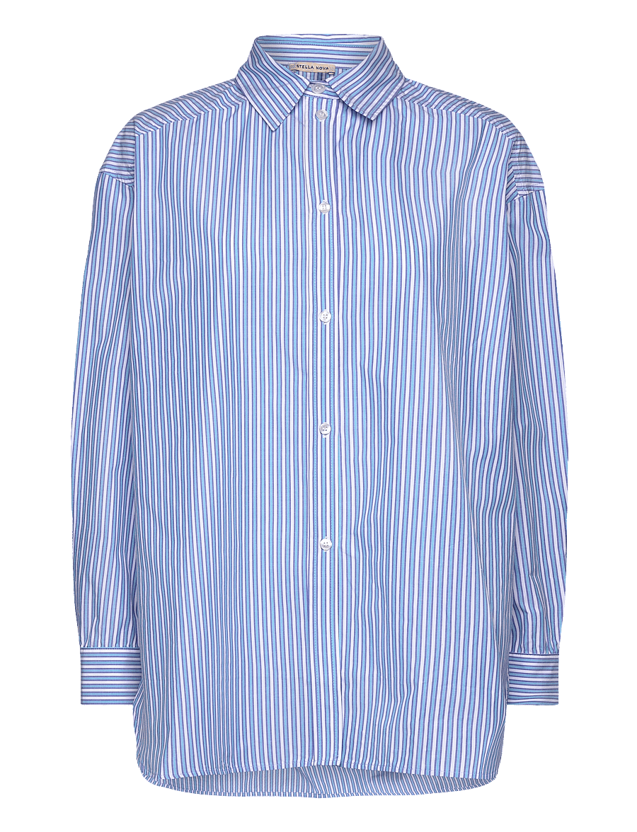 Stella Nova - Striped oversized shirt - pitkähihaiset kauluspaidat - white blue stripes - 0