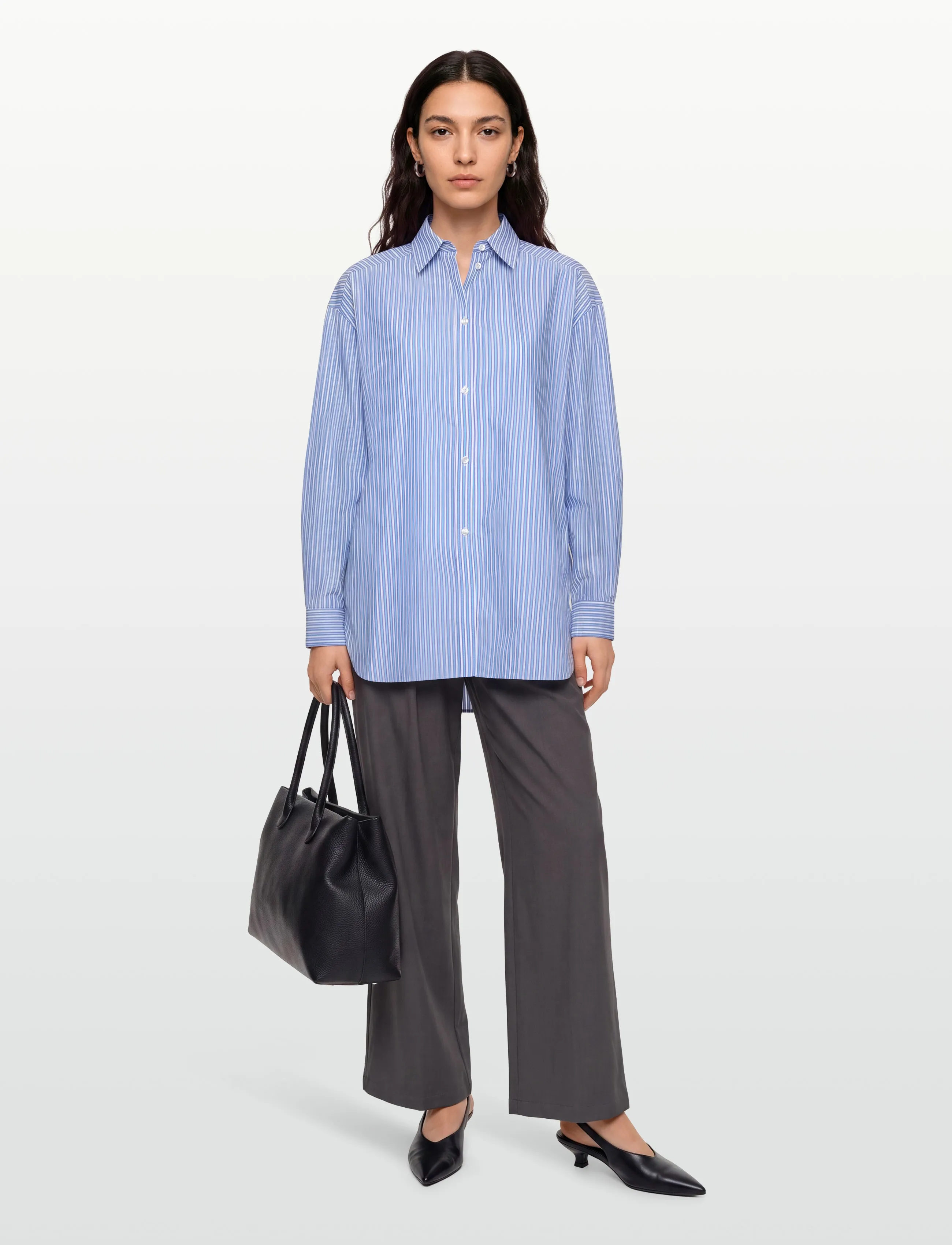 Stella Nova Striped Oversized Shirt, 32, Blue, Skjorter > Langærmede, Dame