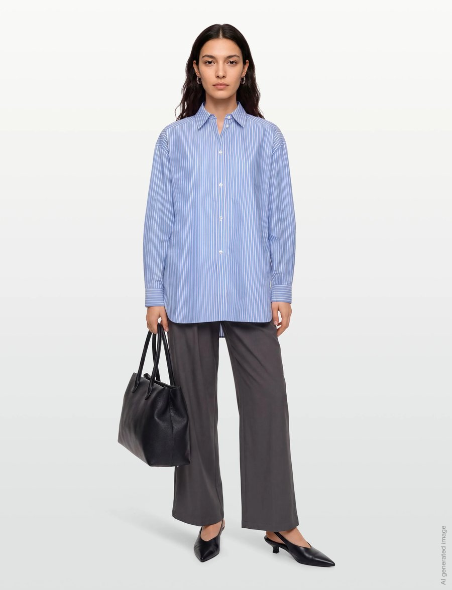 Stella Nova - Striped oversized shirt - pikkade varrukatega särgid - white blue stripes - 0