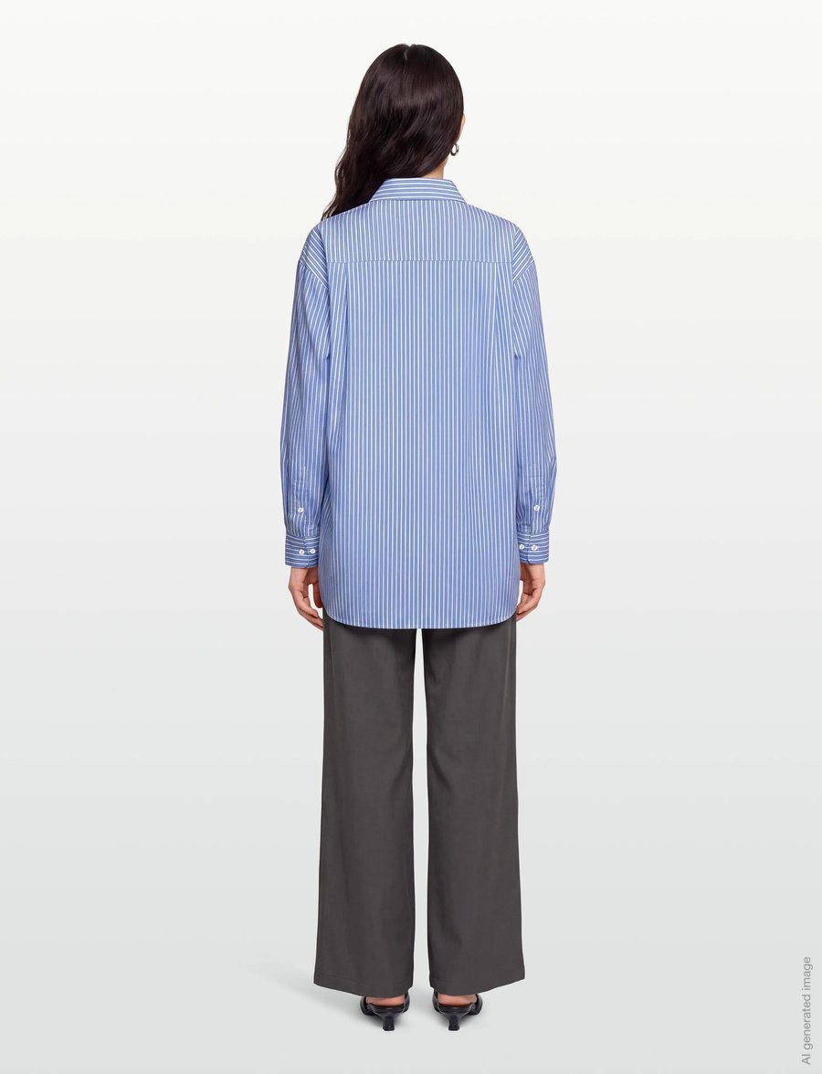 Stella Nova - Striped oversized shirt - pikkade varrukatega särgid - white blue stripes - 4