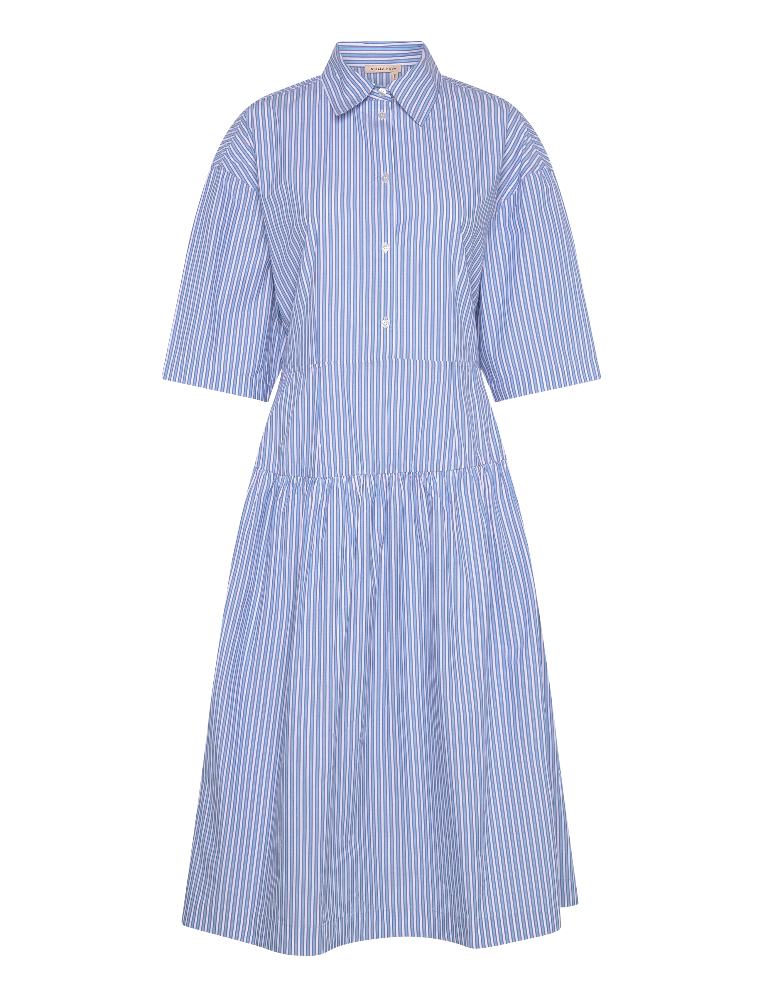 STELLA NOVA Gestreift Midi Kleid Blau - 34 - Damen