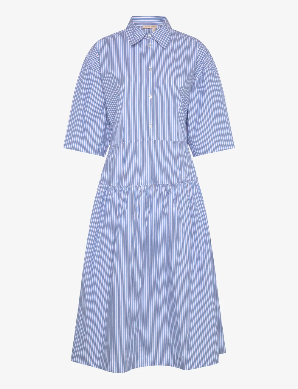 Stella Nova - Striped midi dress - skjortekjoler - white blue stripes - 0
