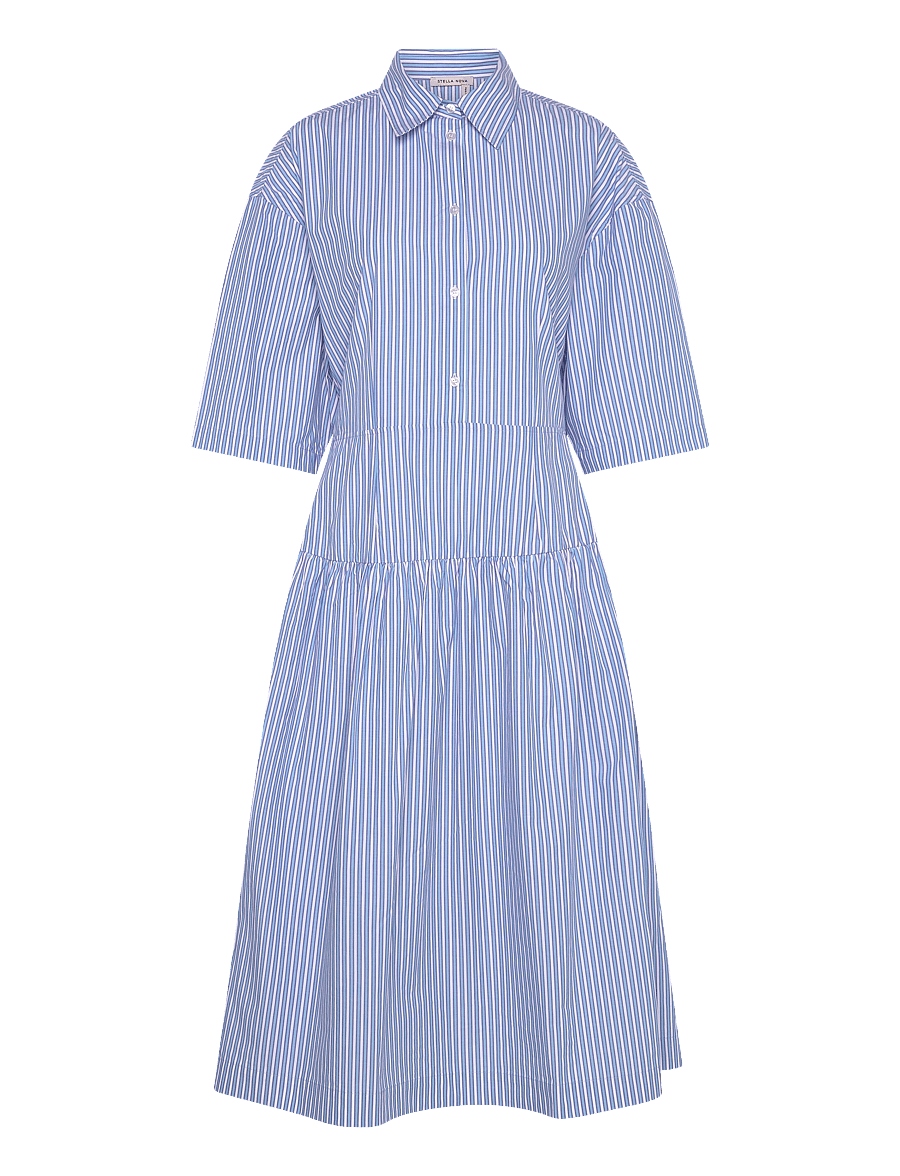 Stella Nova - Striped midi dress - skjortekjoler - white blue stripes - 0