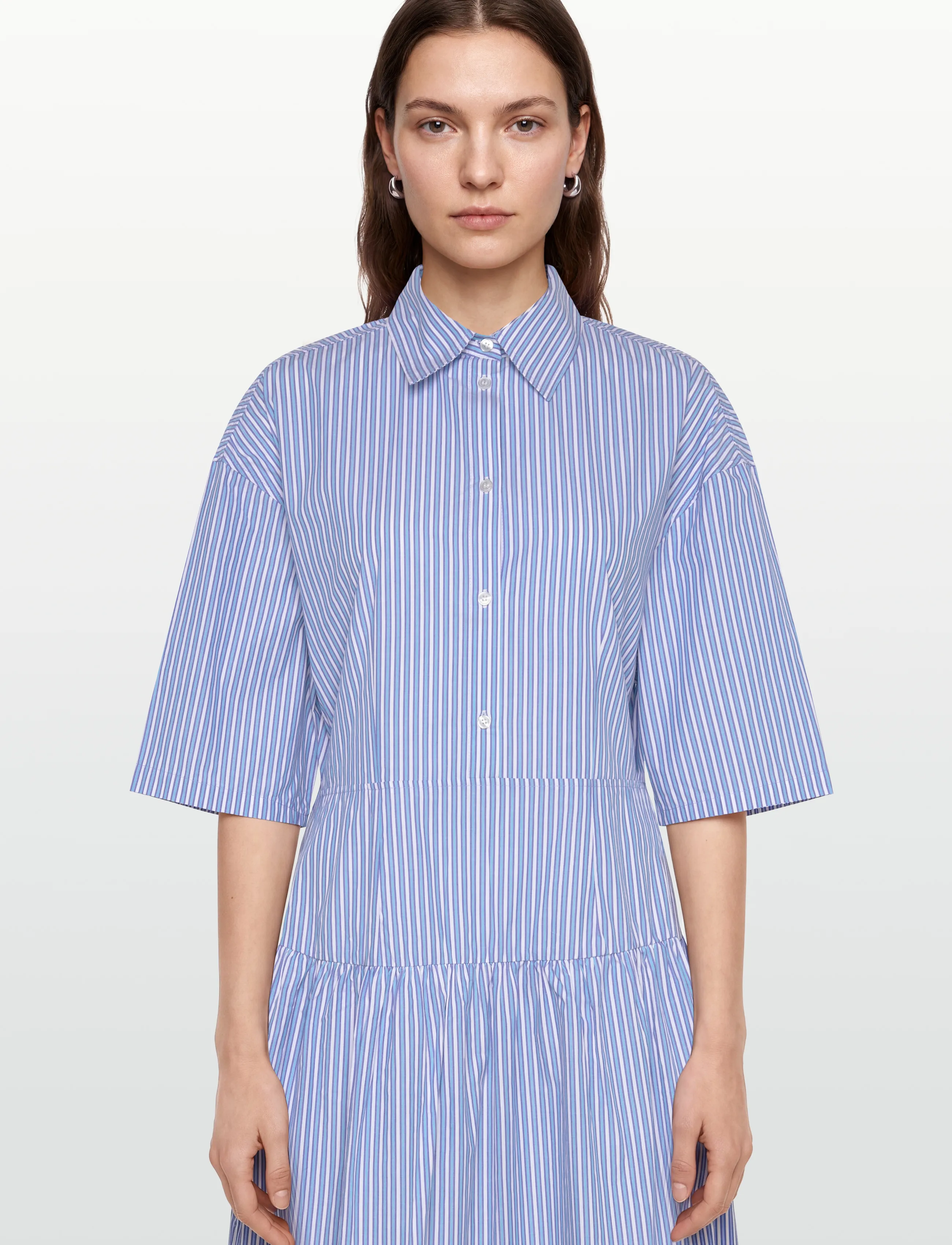 Stella Nova - Striped midi dress - skjortekjoler - white blue stripes - 3