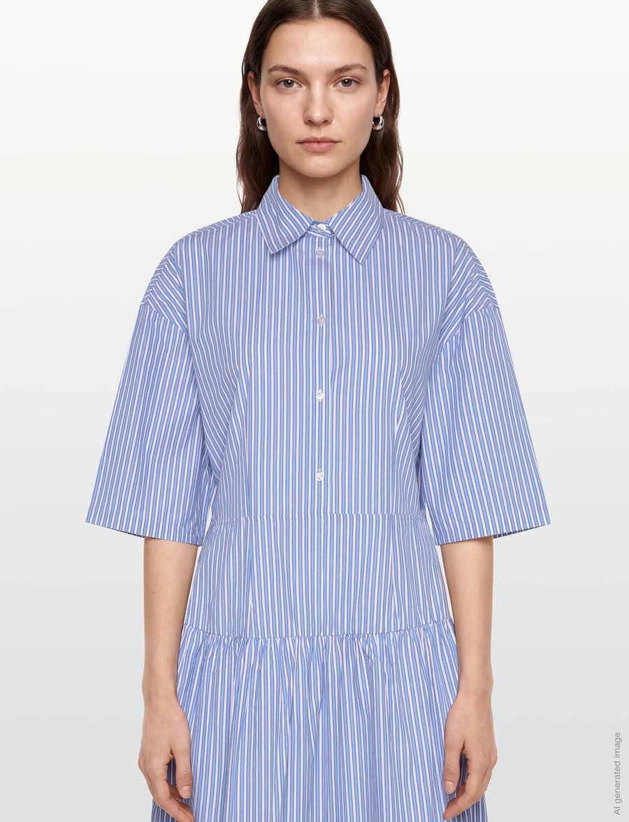 Stella Nova - Striped midi dress - skjortklänningar - white blue stripes - 3
