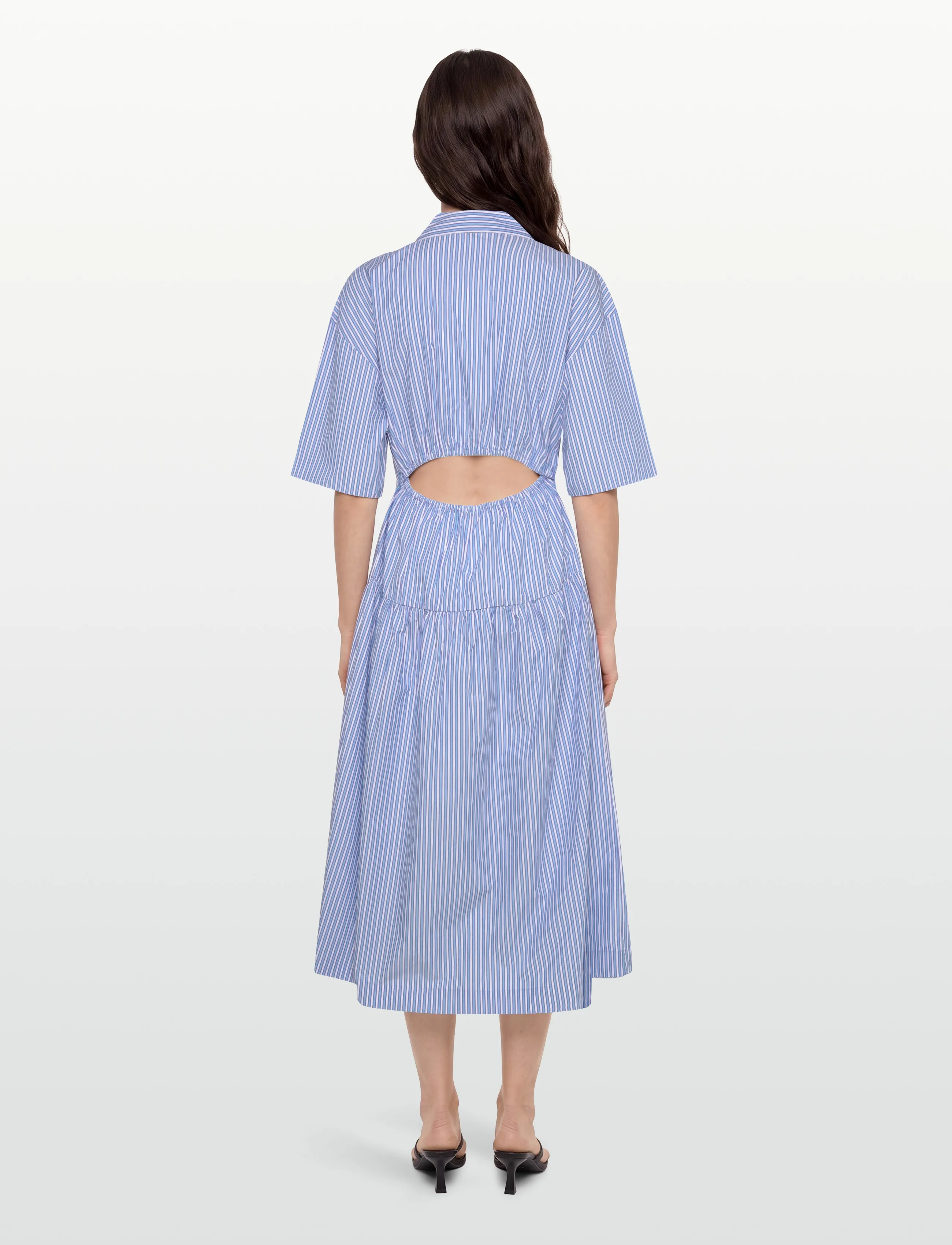Stella Nova - Striped midi dress - skjortekjoler - white blue stripes - 4