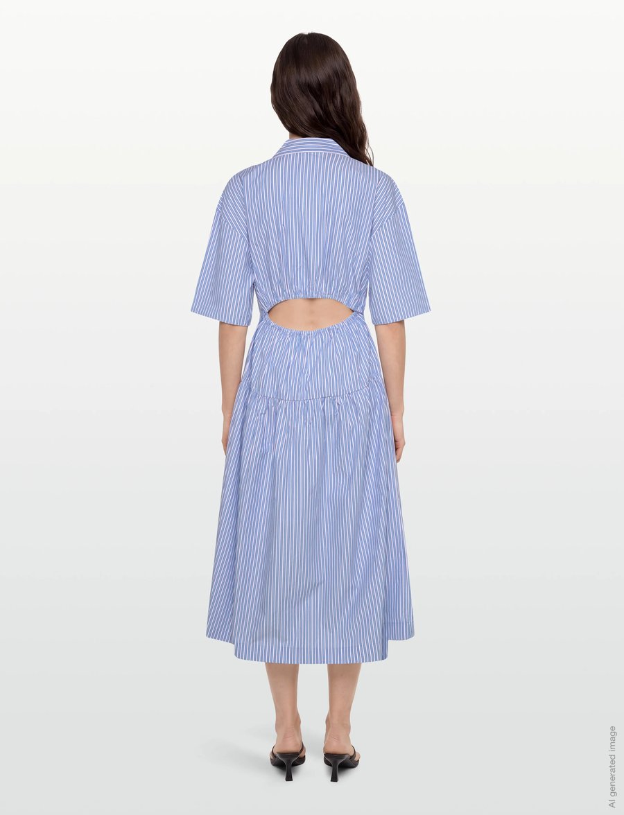 Stella Nova - Striped midi dress - skjortklänningar - white blue stripes - 4