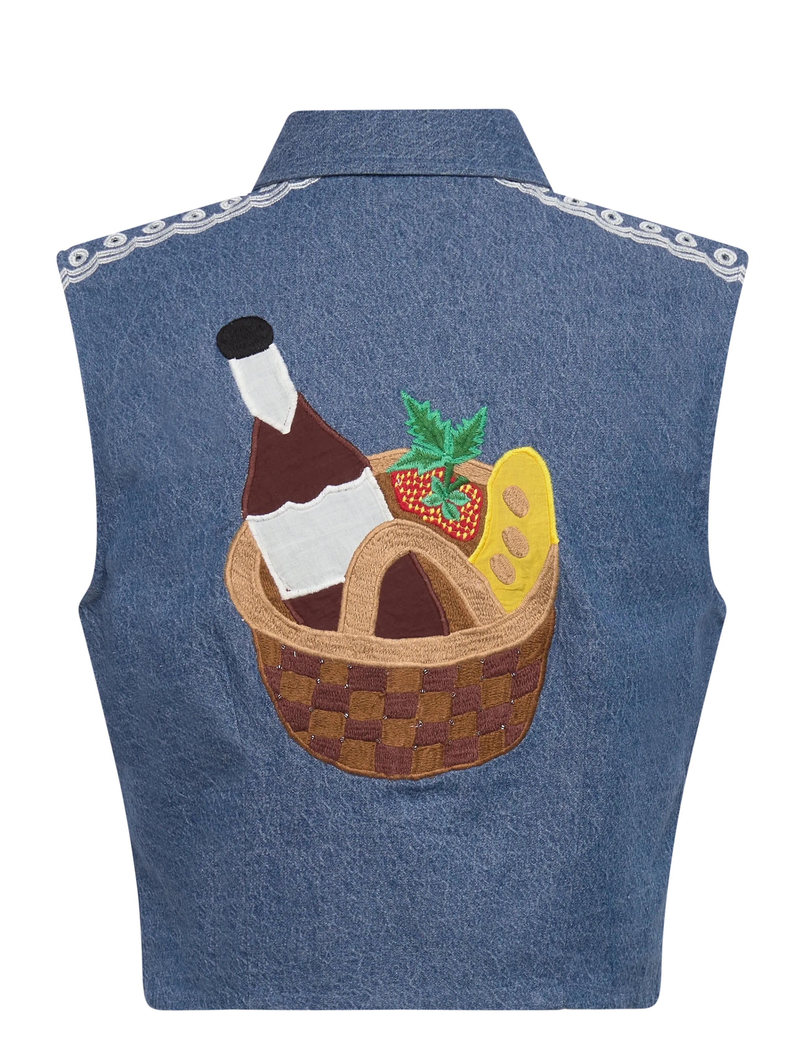 Stella Nova - Out Of Office Embroidered Top - denimveste - summer blue - 2