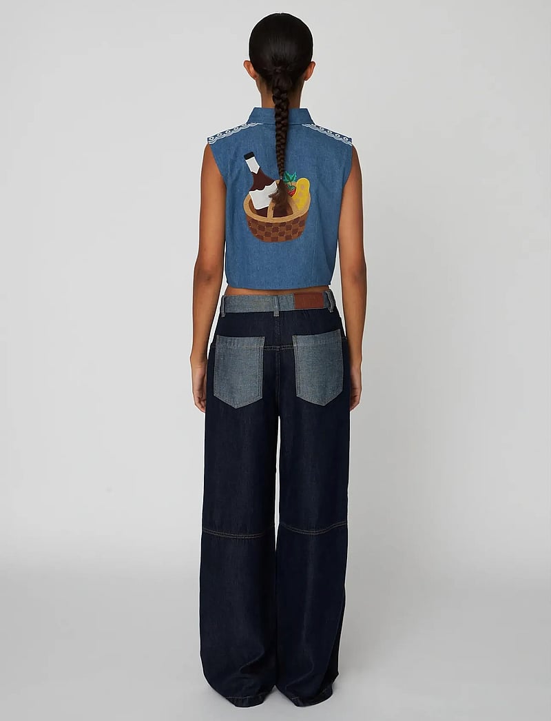 Stella Nova - Out Of Office Embroidered Top - denimveste - summer blue - 3