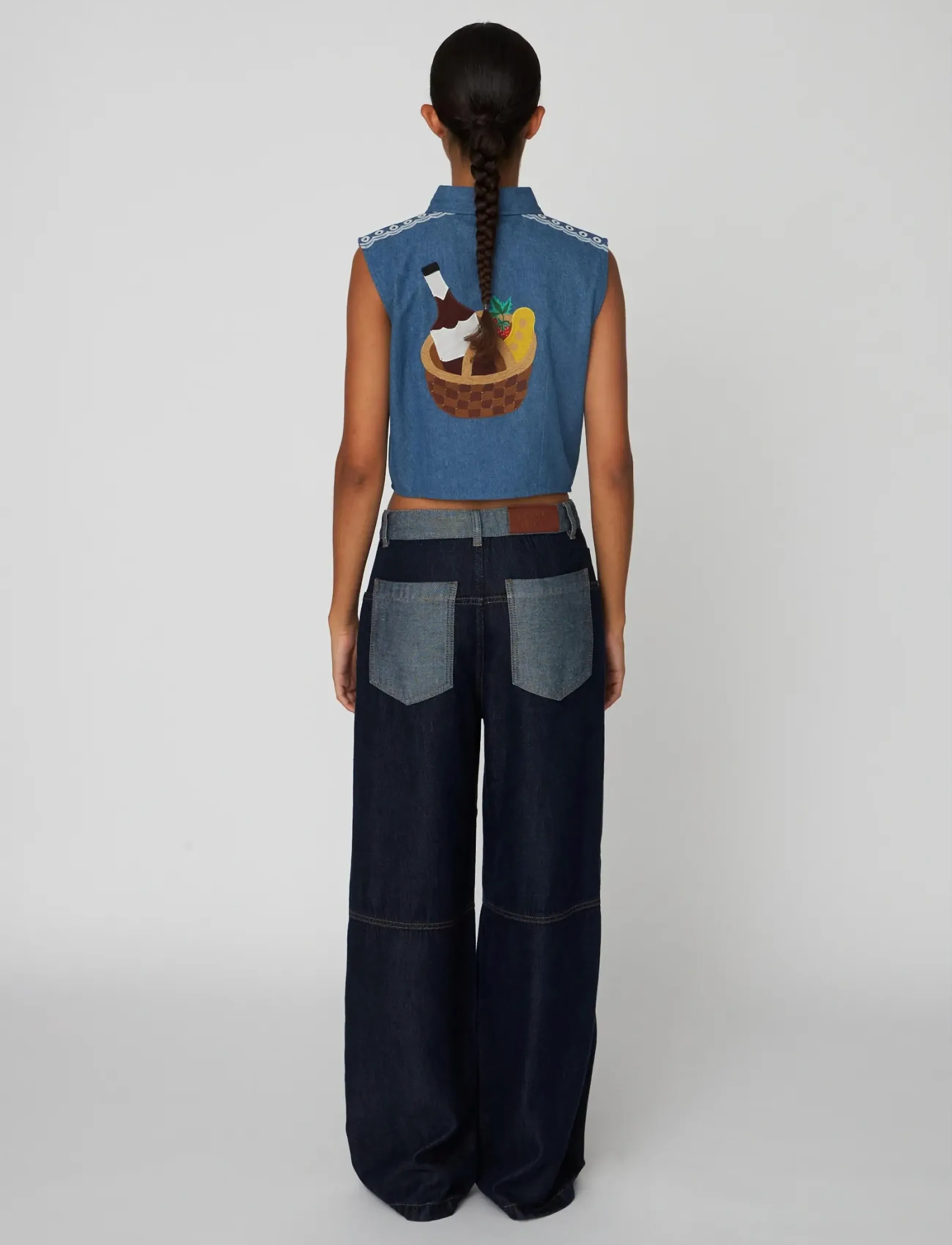 Stella Nova - Out Of Office Embroidered Top - denimveste - summer blue - 3