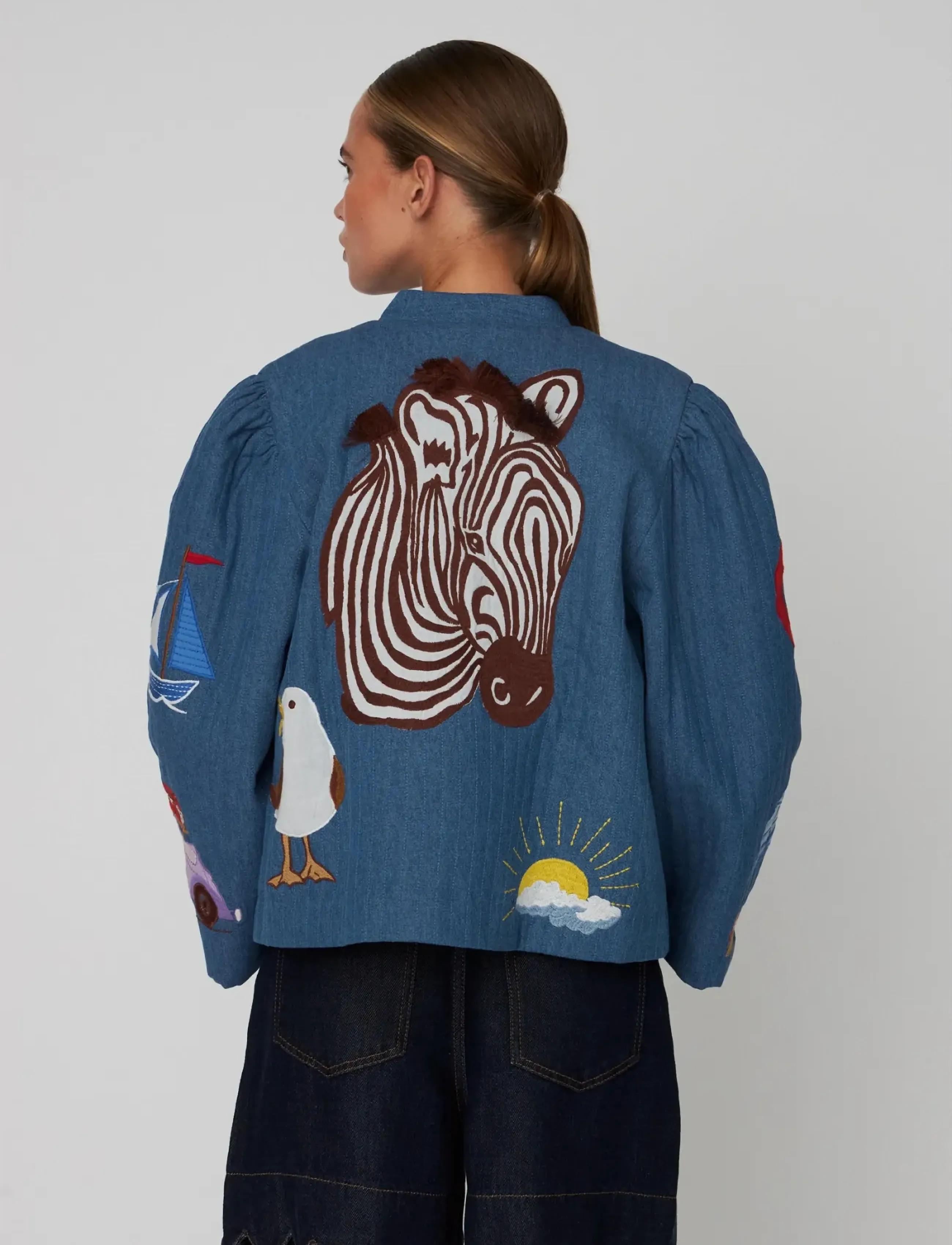 Stella Nova - Out Of Office Embroidered Jacket - summer blue - 3