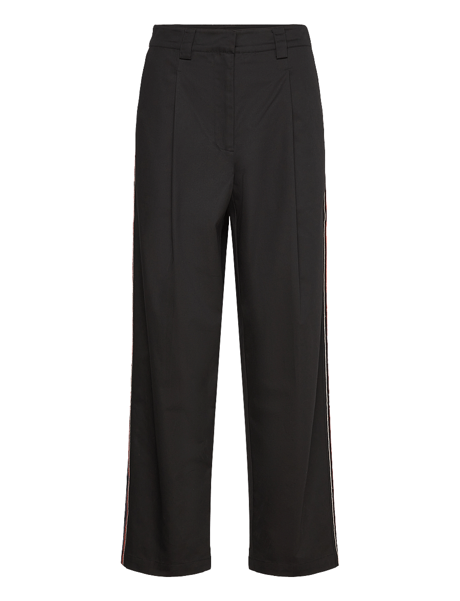 Stella Nova - Carrot cotton pants with embroidere - bikses ar platām starām - black - 0