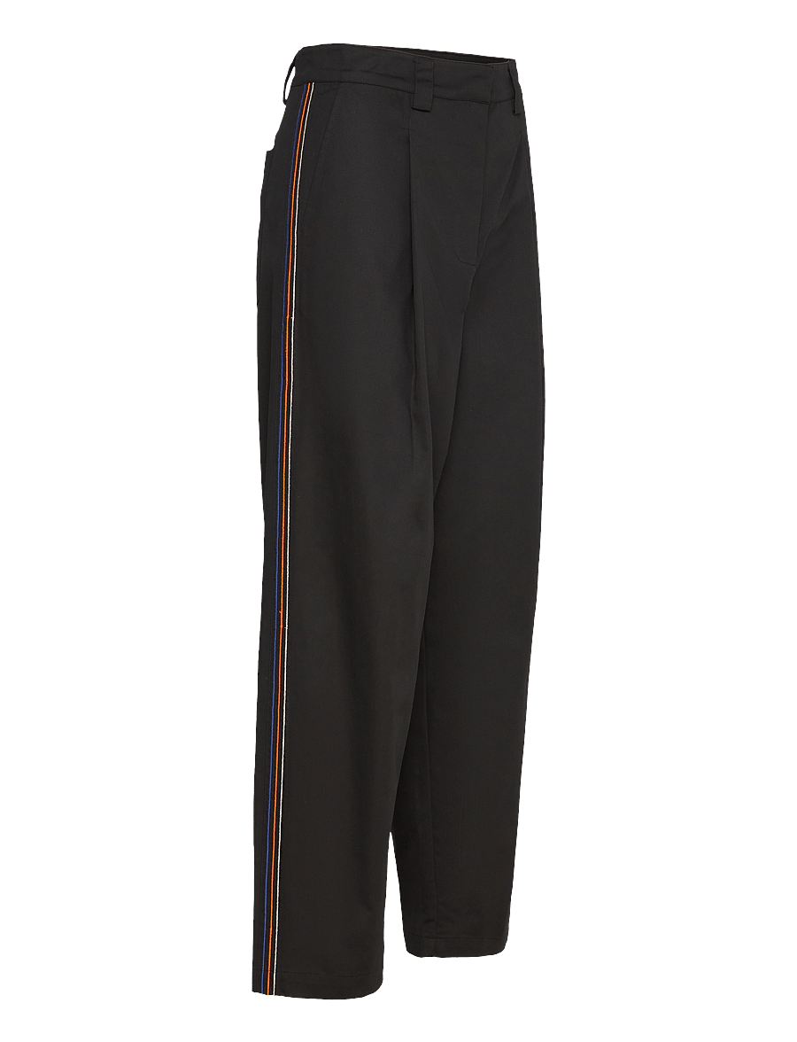 Stella Nova - Carrot cotton pants with embroidere - bikses ar platām starām - black - 2