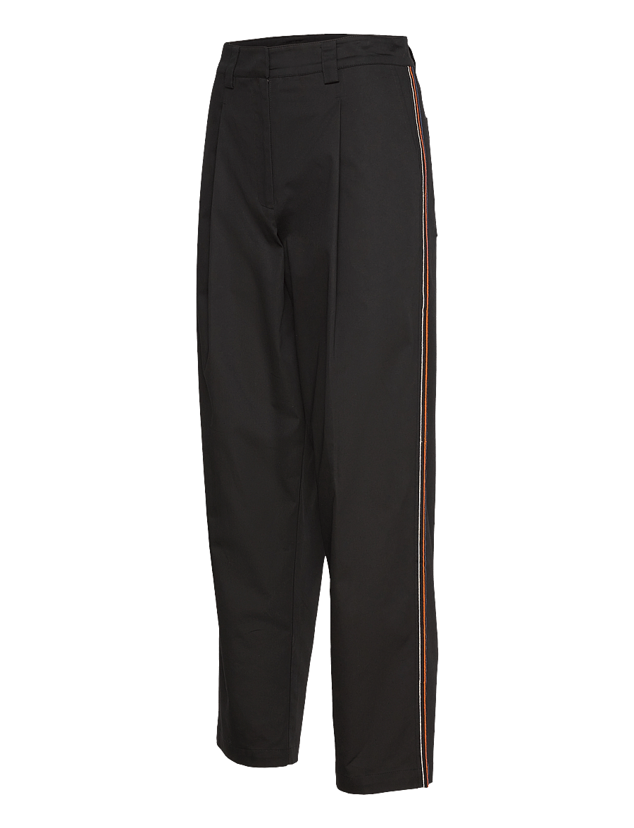 Stella Nova - Carrot cotton pants with embroidere - bikses ar platām starām - black - 3