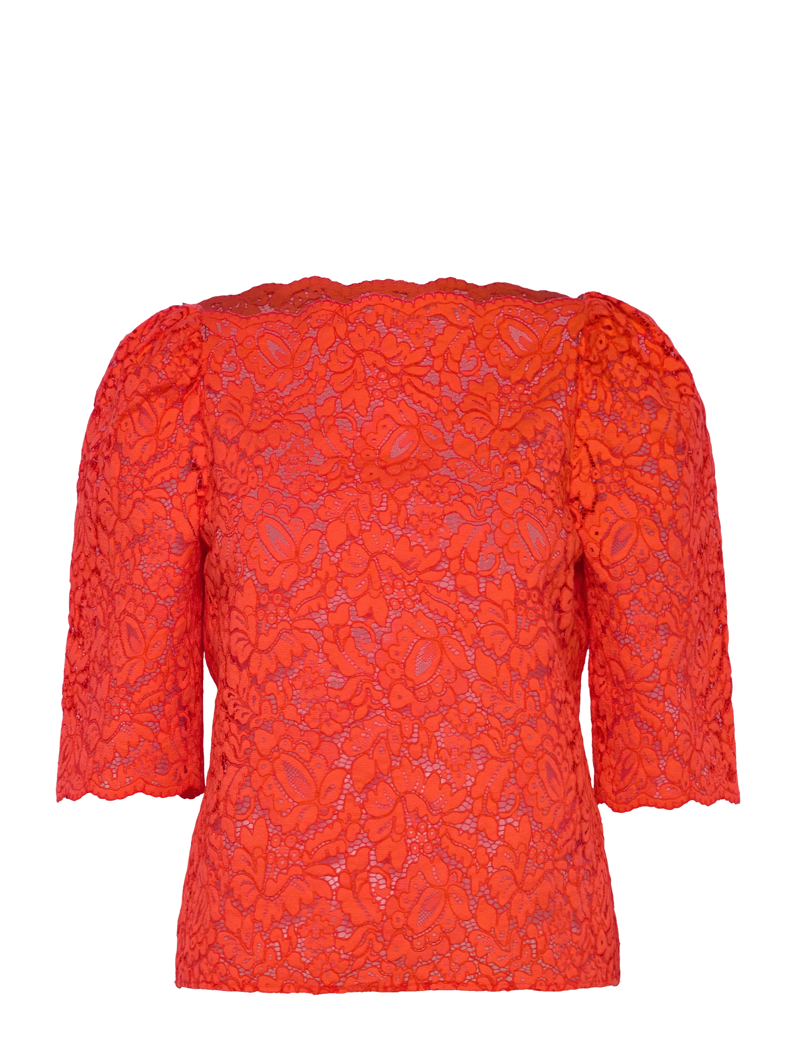 Stella Nova Heavy Lace Blouse - Bluser - RED LIPS / red