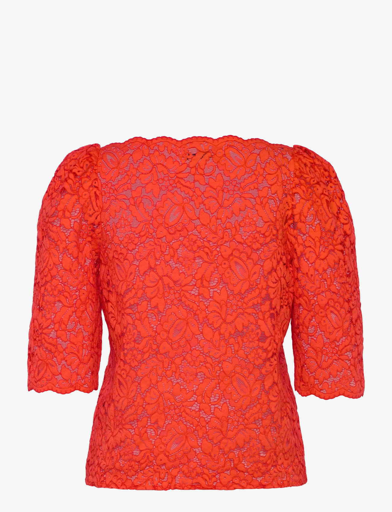 Stella Nova - Heavy Lace Blouse - kurzämlige blusen - red lips - 2