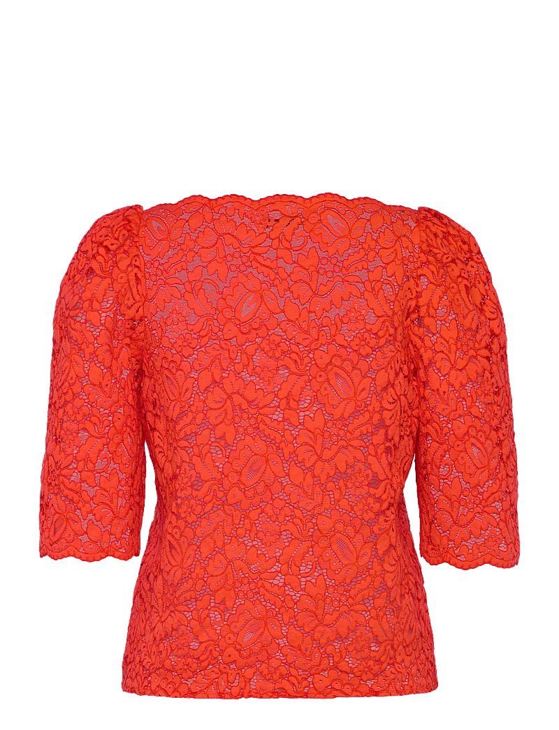 Stella Nova - Heavy Lace Blouse - kurzämlige blusen - red lips - 2