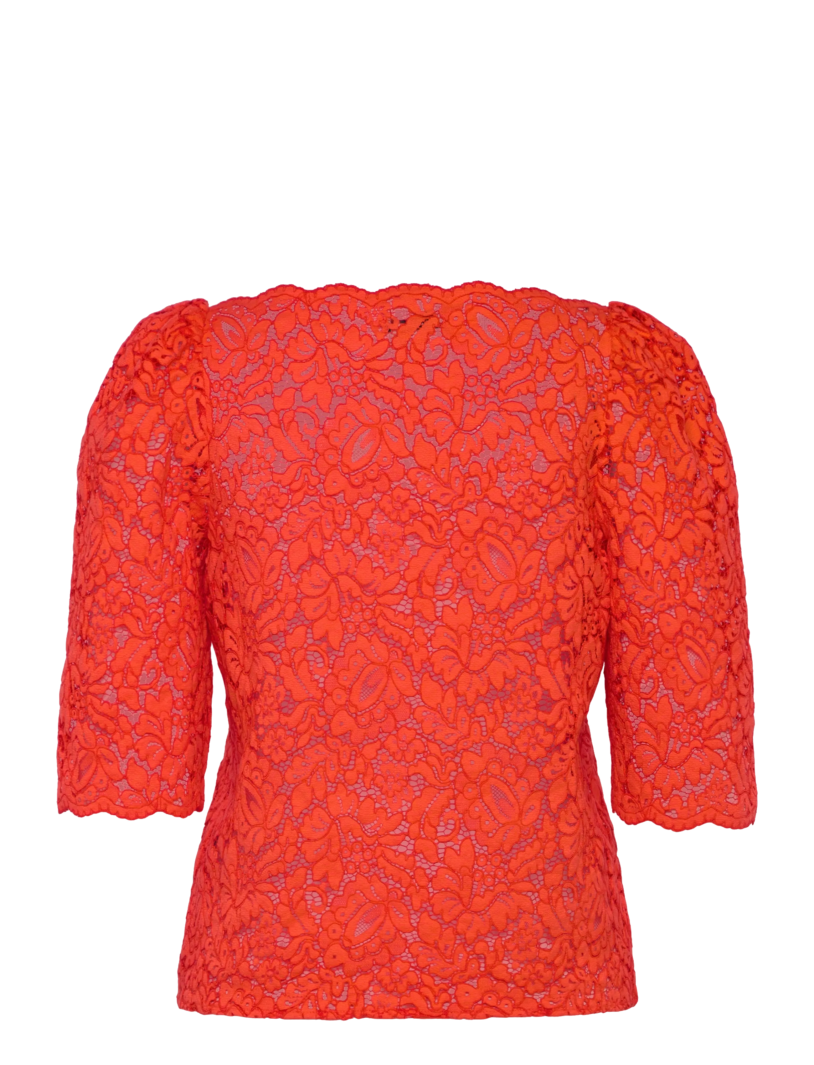 Stella Nova - Heavy Lace Blouse - kurzämlige blusen - red lips - 2