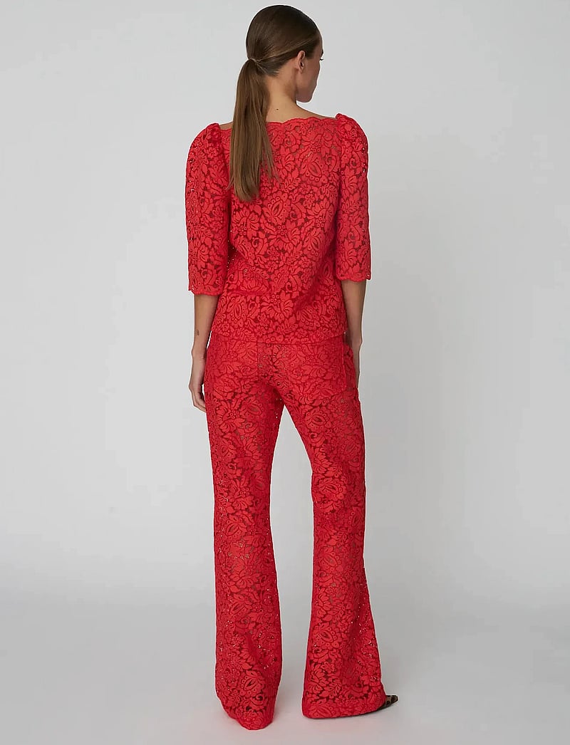 Stella Nova - Heavy Lace Blouse - kurzämlige blusen - red lips - 3