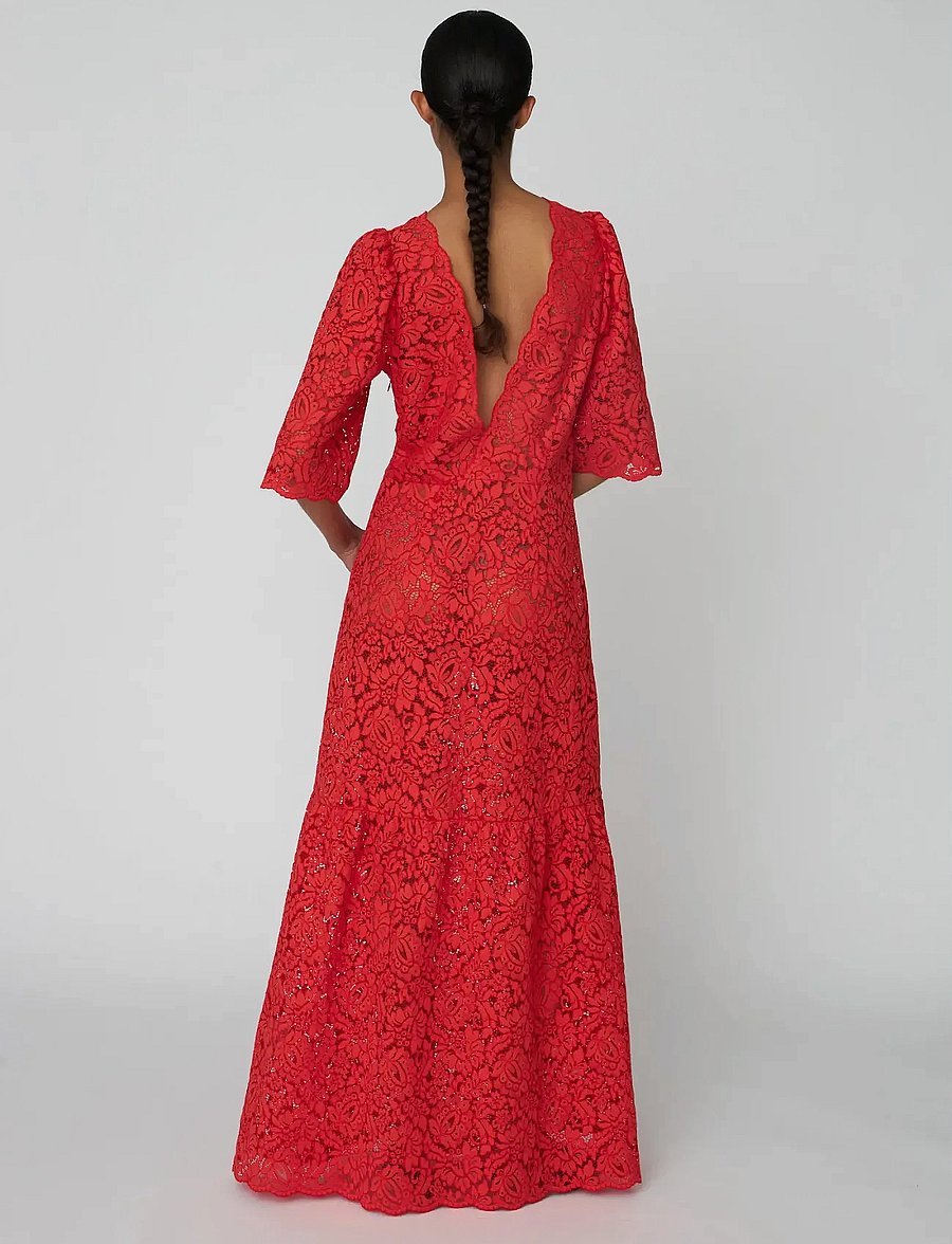 Stella Nova - Heavy Lace Dress - blondekjoler - red lips - 3
