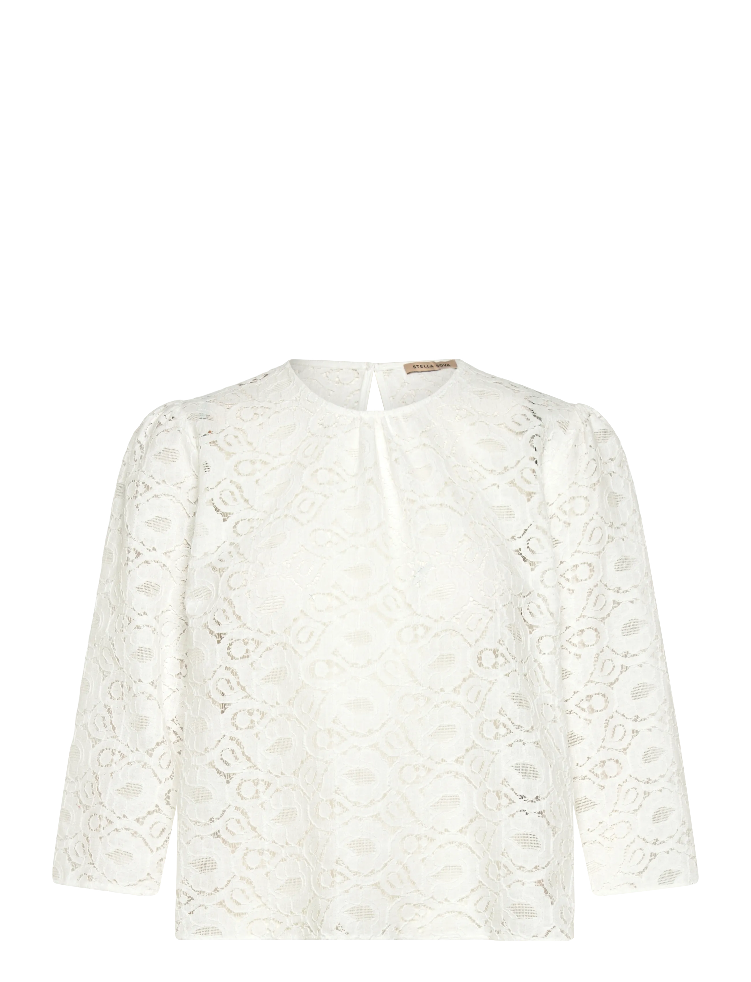Stella Nova Cotton Lace Blouse - Blusar & Skjortor - 001 WHITE / white