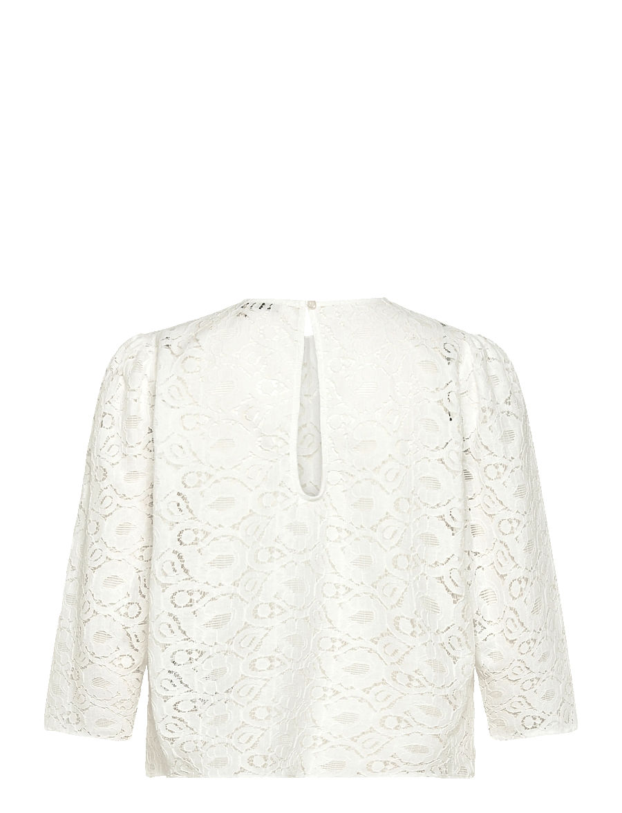Stella Nova - Cotton Lace Blouse - langærmede bluser - 001 white - 2