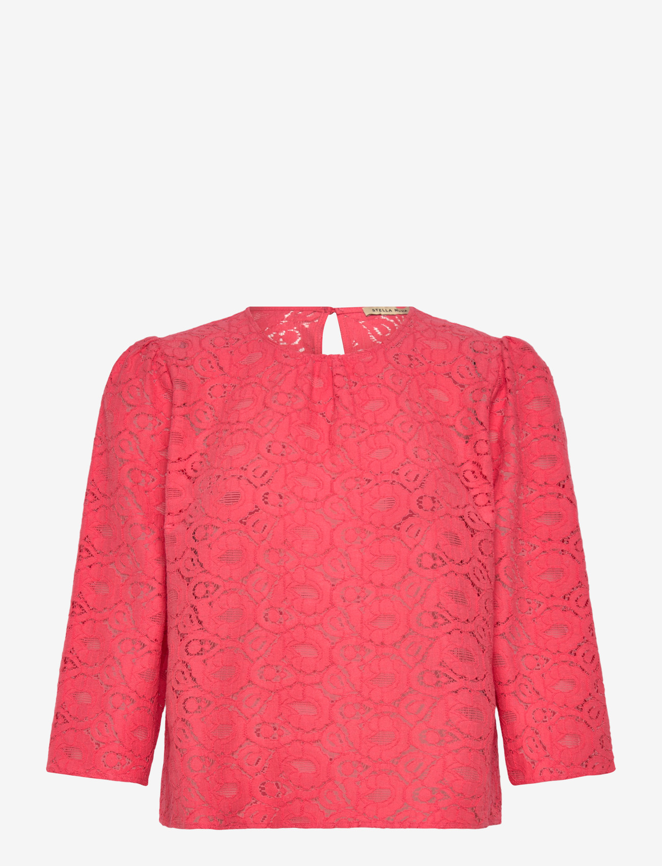 Stella Nova - Cotton Lace Blouse - langärmlige blusen - 671 summer coral - 1