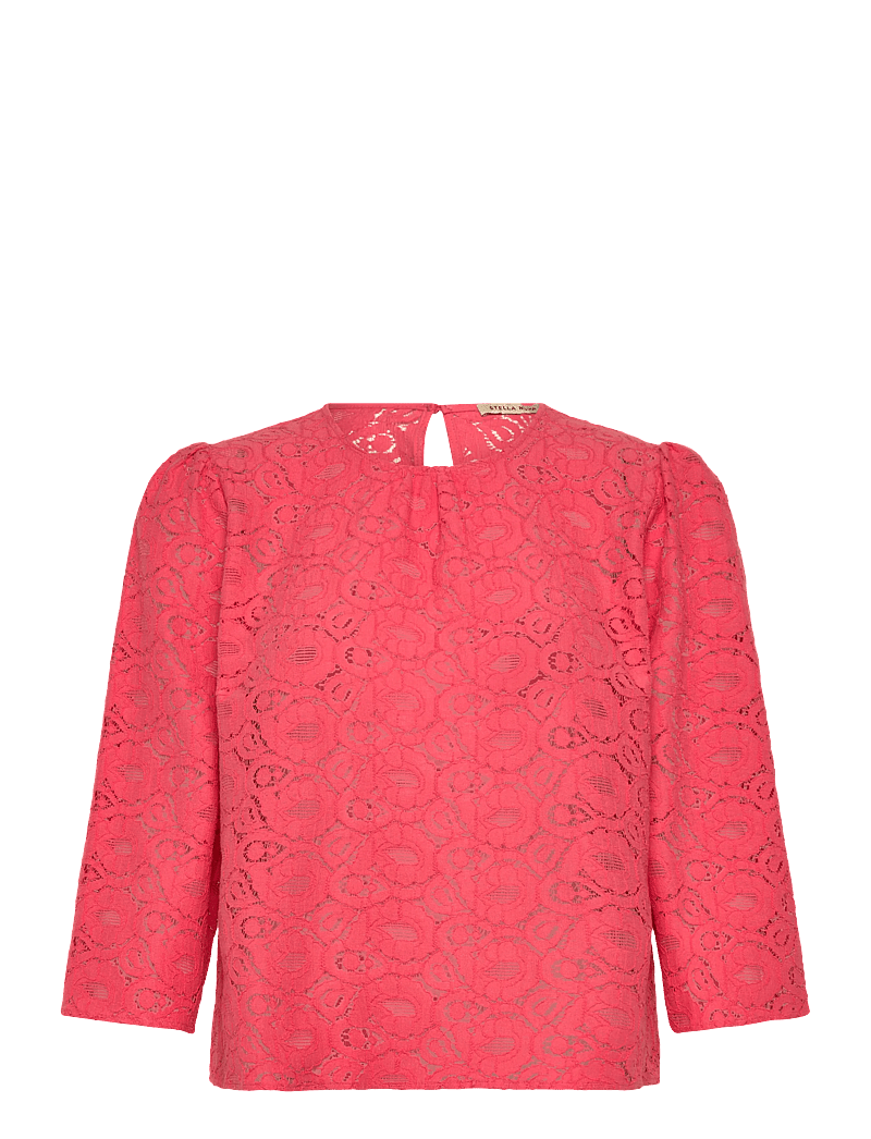 Stella Nova - Cotton Lace Blouse - langärmlige blusen - 671 summer coral - 1