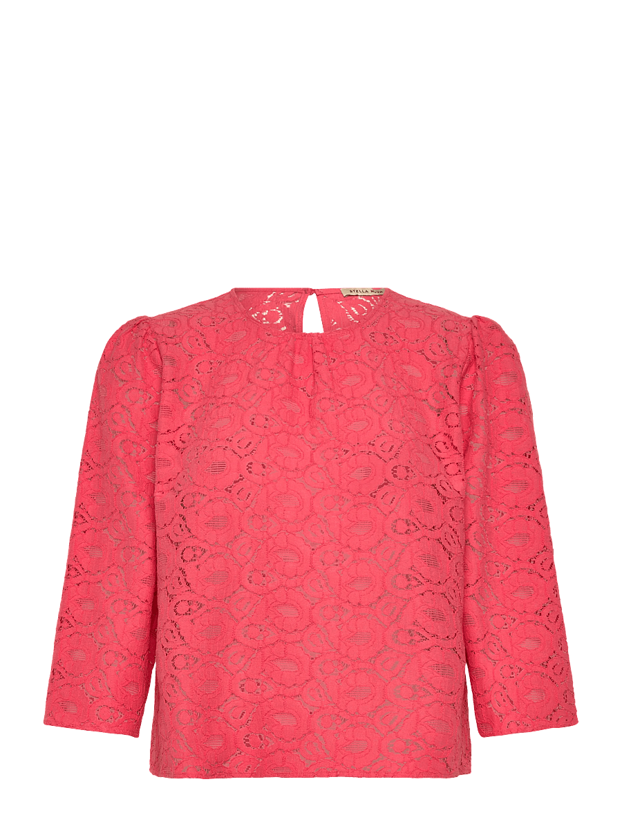 Stella Nova - Cotton Lace Blouse - långärmade blusar - 671 summer coral - 1