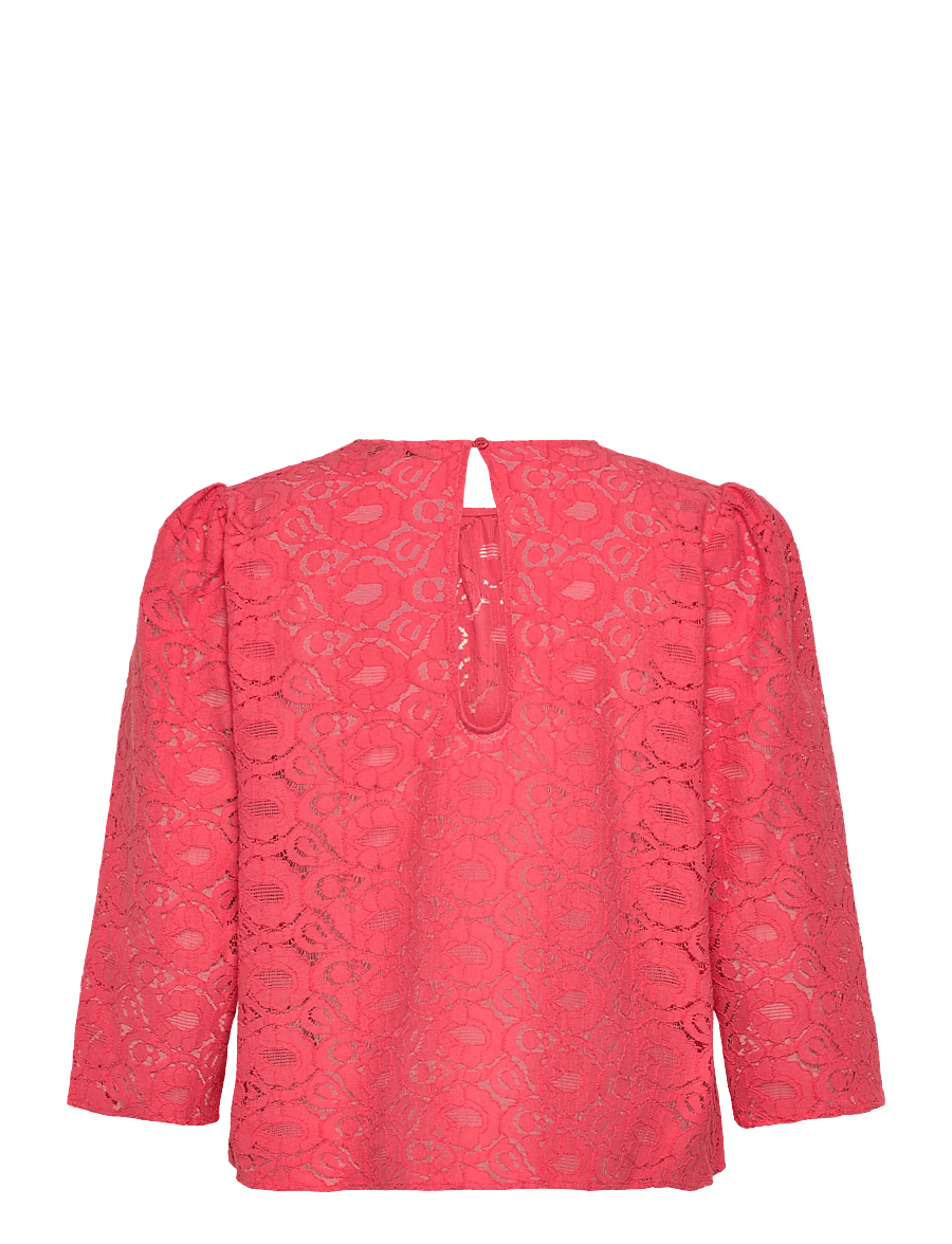 Stella Nova - Cotton Lace Blouse - långärmade blusar - 671 summer coral - 2