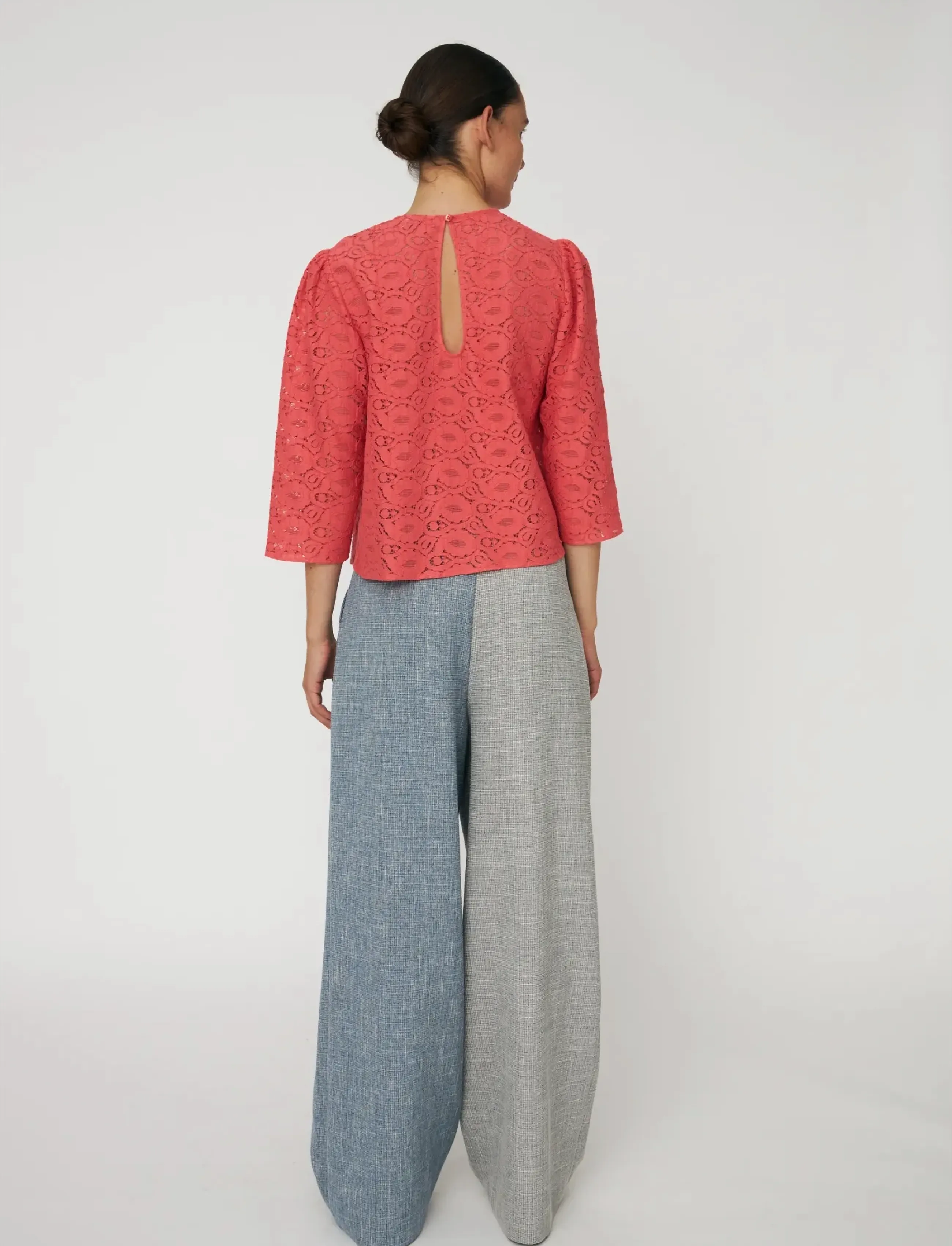 Stella Nova - Cotton Lace Blouse - långärmade blusar - 671 summer coral - 3