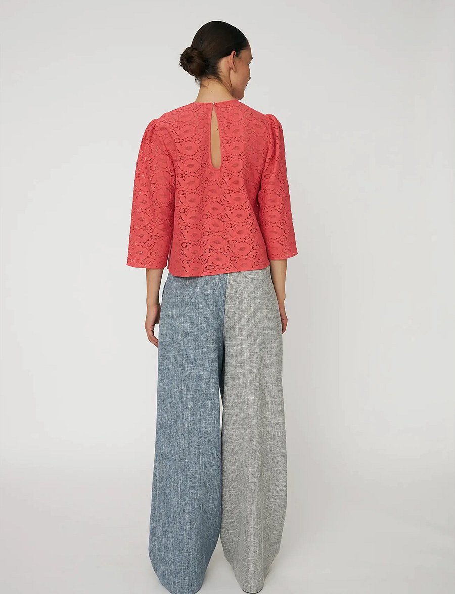 Stella Nova - Cotton Lace Blouse - långärmade blusar - 671 summer coral - 3