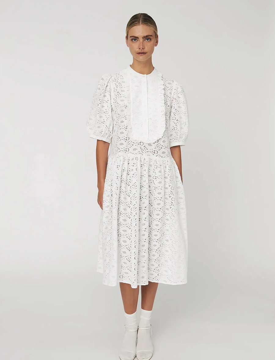 Stella Nova - Cotton Lace Dress - konfirmationstøj - 001 white - 0