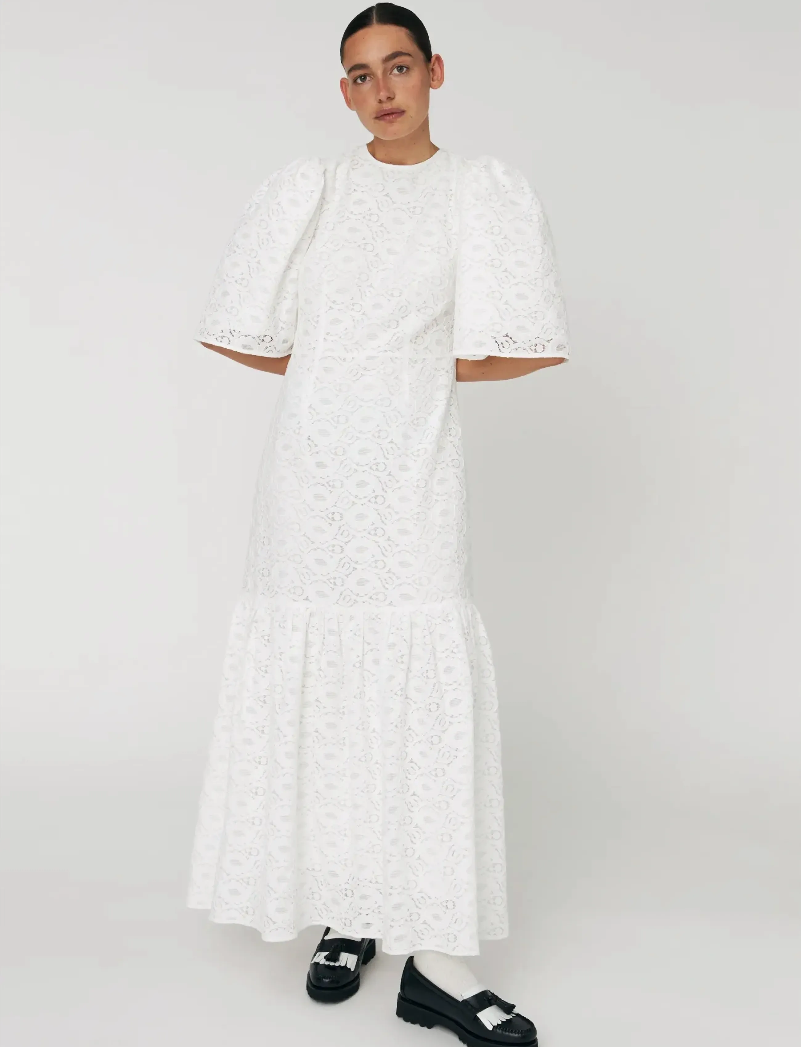 Stella Nova Cotton Lace Maxi Dress - Vêtements - 001 WHITE / cream
