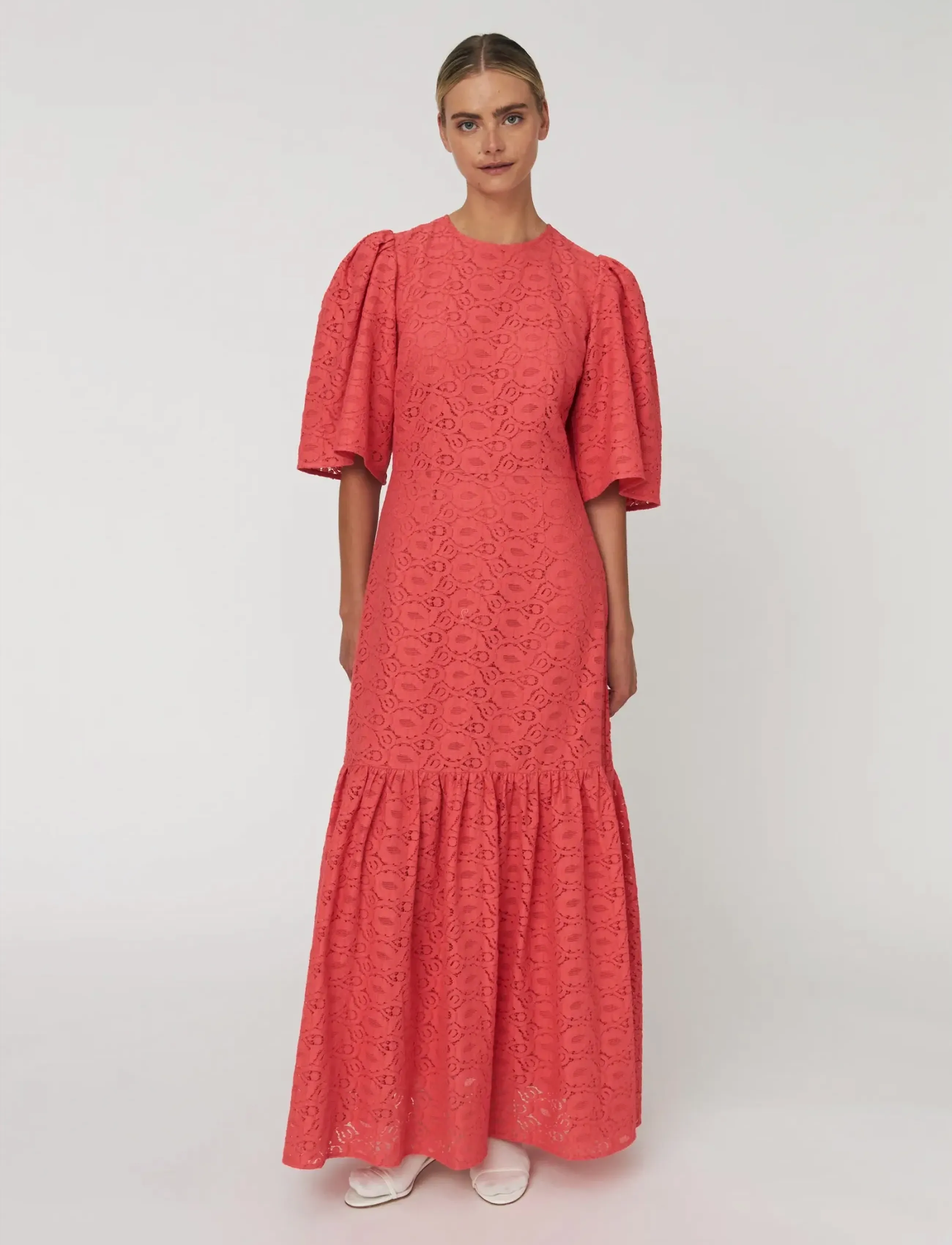 Stella Nova Cotton Lace Maxi Dress - Disainerikaubad - 671 SUMMER CORAL / coral