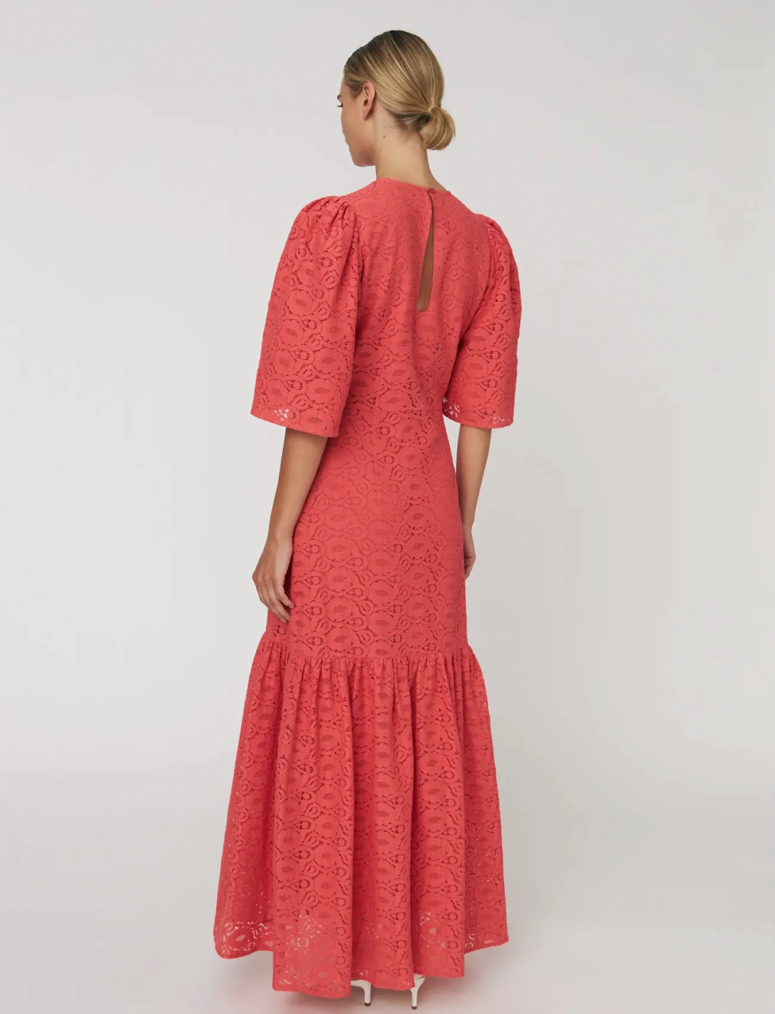 Stella Nova - Cotton Lace Maxi Dress - maxi dresses - 671 summer coral - 3