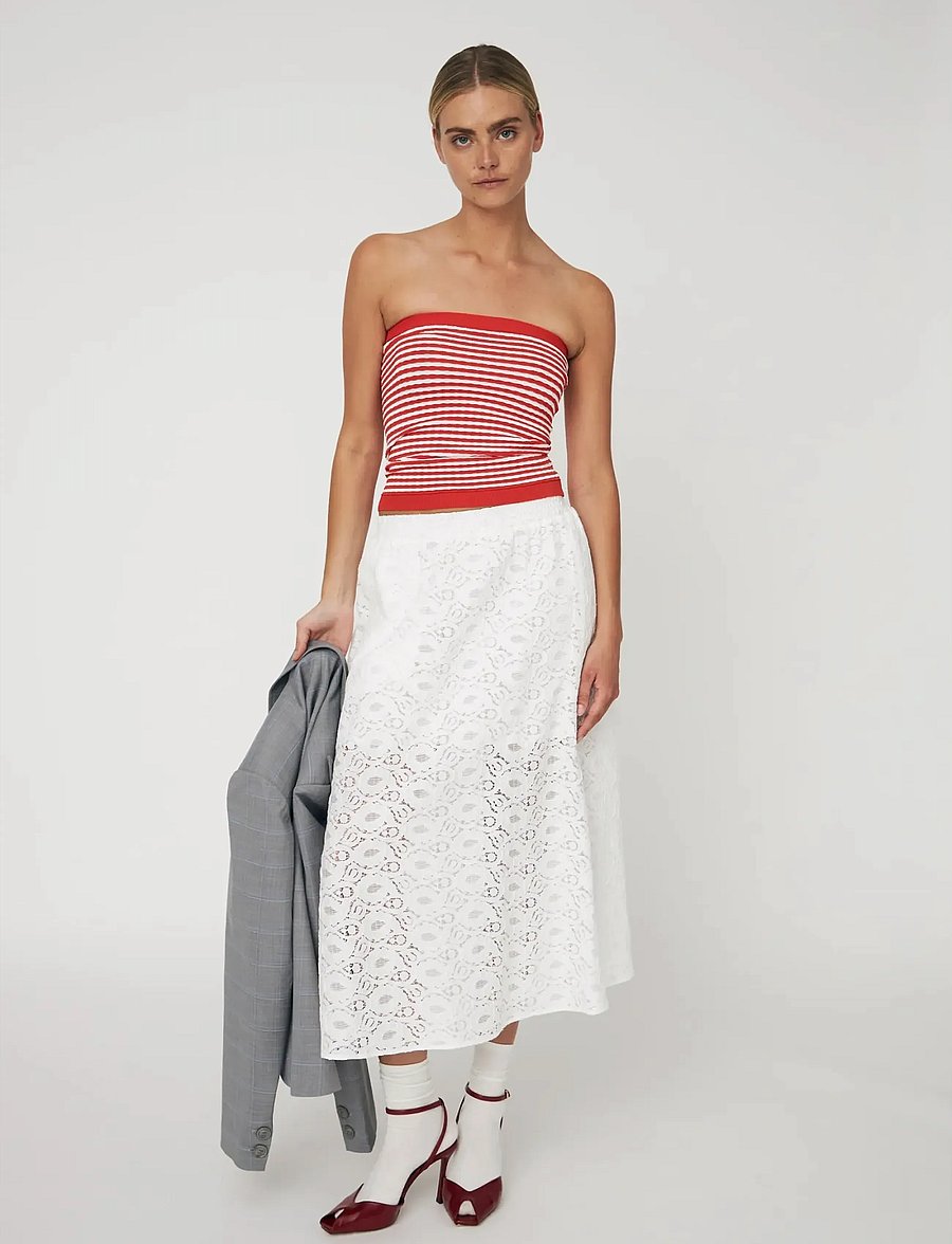 Stella Nova - Cotton Lace Skirt - midi-röcke - 001 white - 0