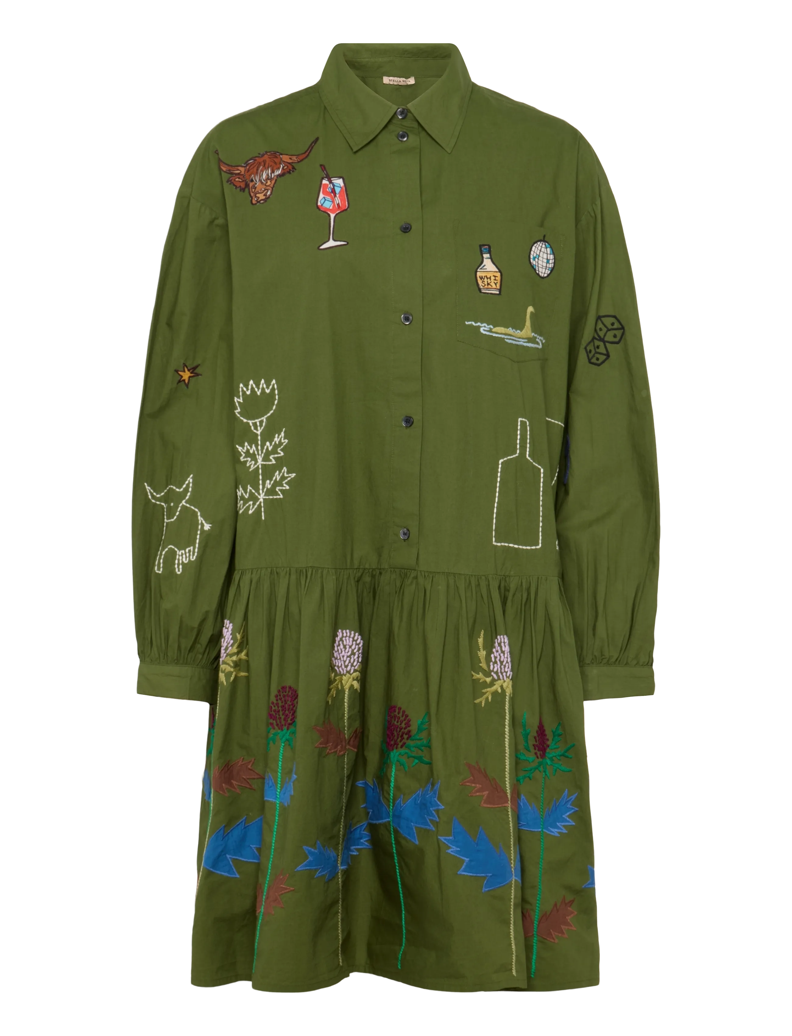 Stella Nova - Small Embroidery Dress - green leaf - 1