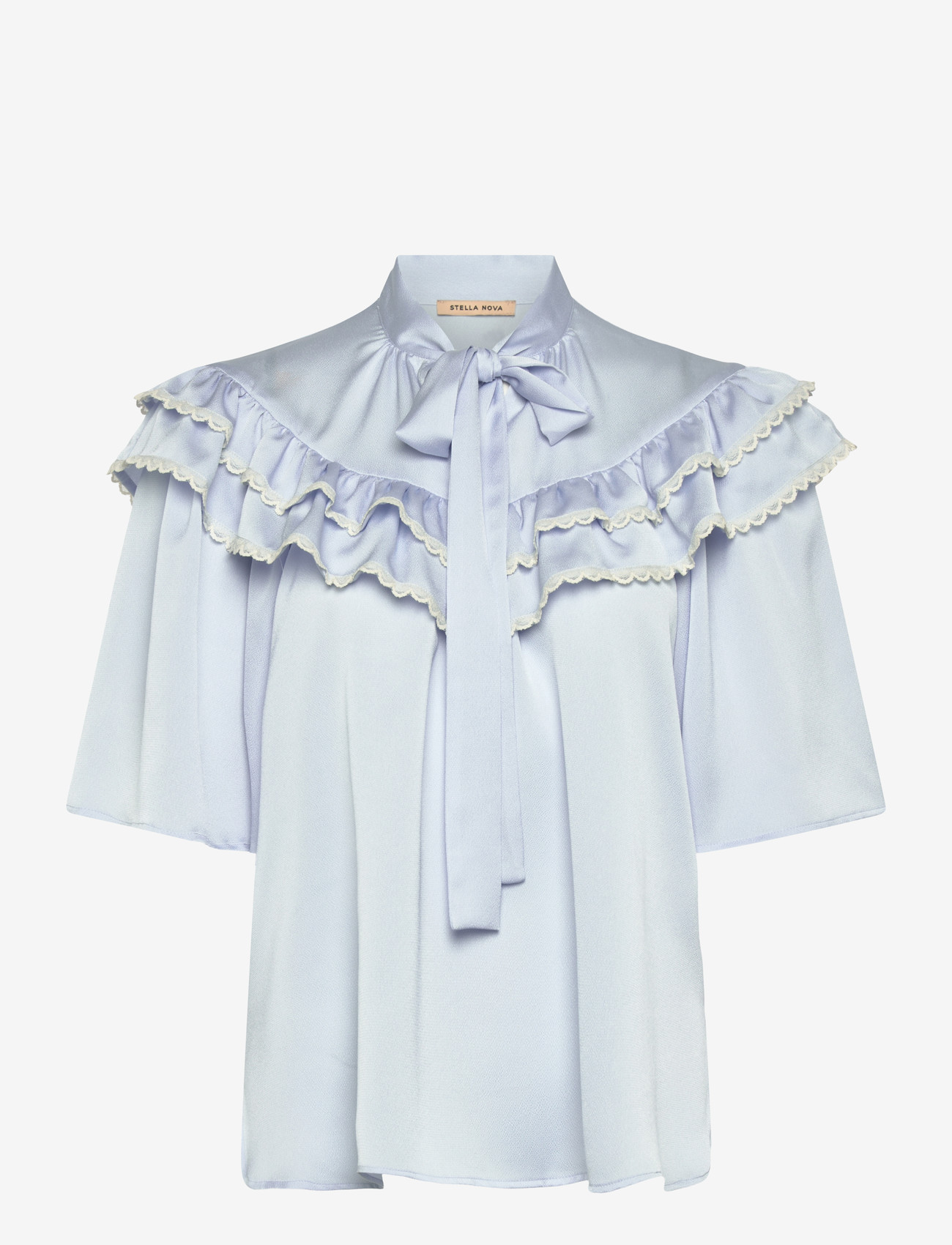Stella Nova Loose Blouse with Frills - Kläder - 307 DUST BLUE / blue