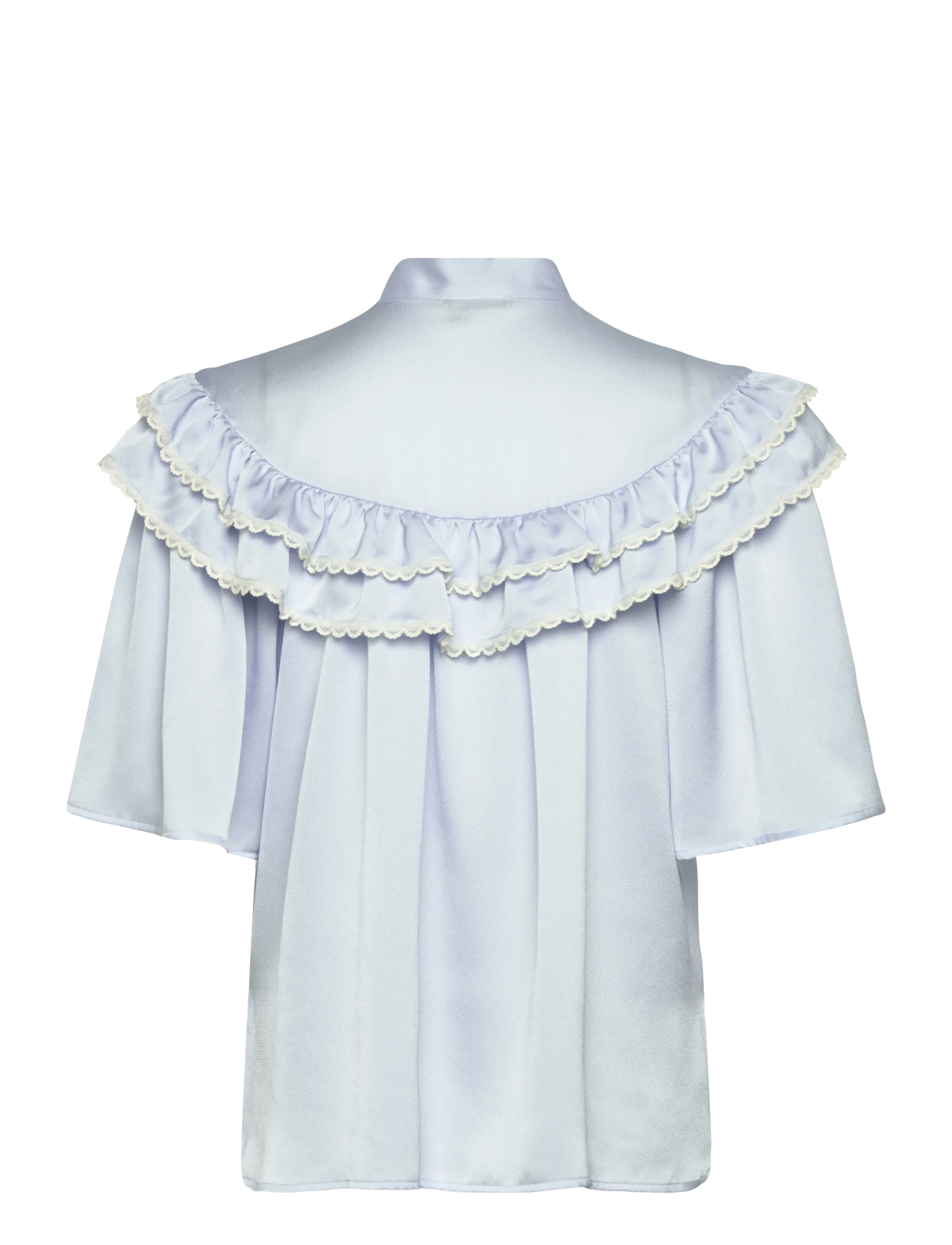 Stella Nova - Loose Blouse with Frills - lühikeste varrukatega pluusid - 307 dust blue - 2