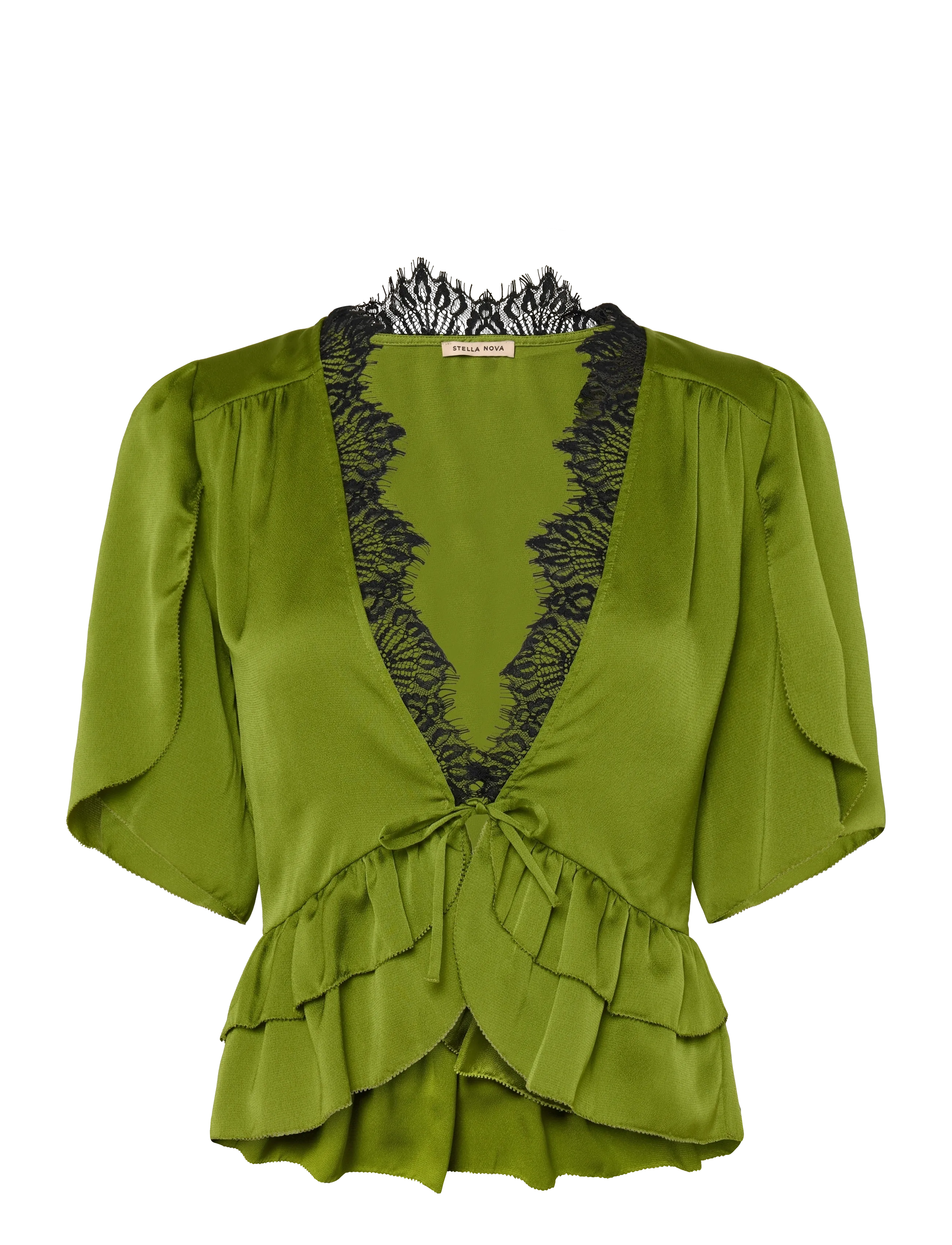 Stella Nova Delicate Tieband Blouse, 38, Green, Bluser > Kortærmede, Dame