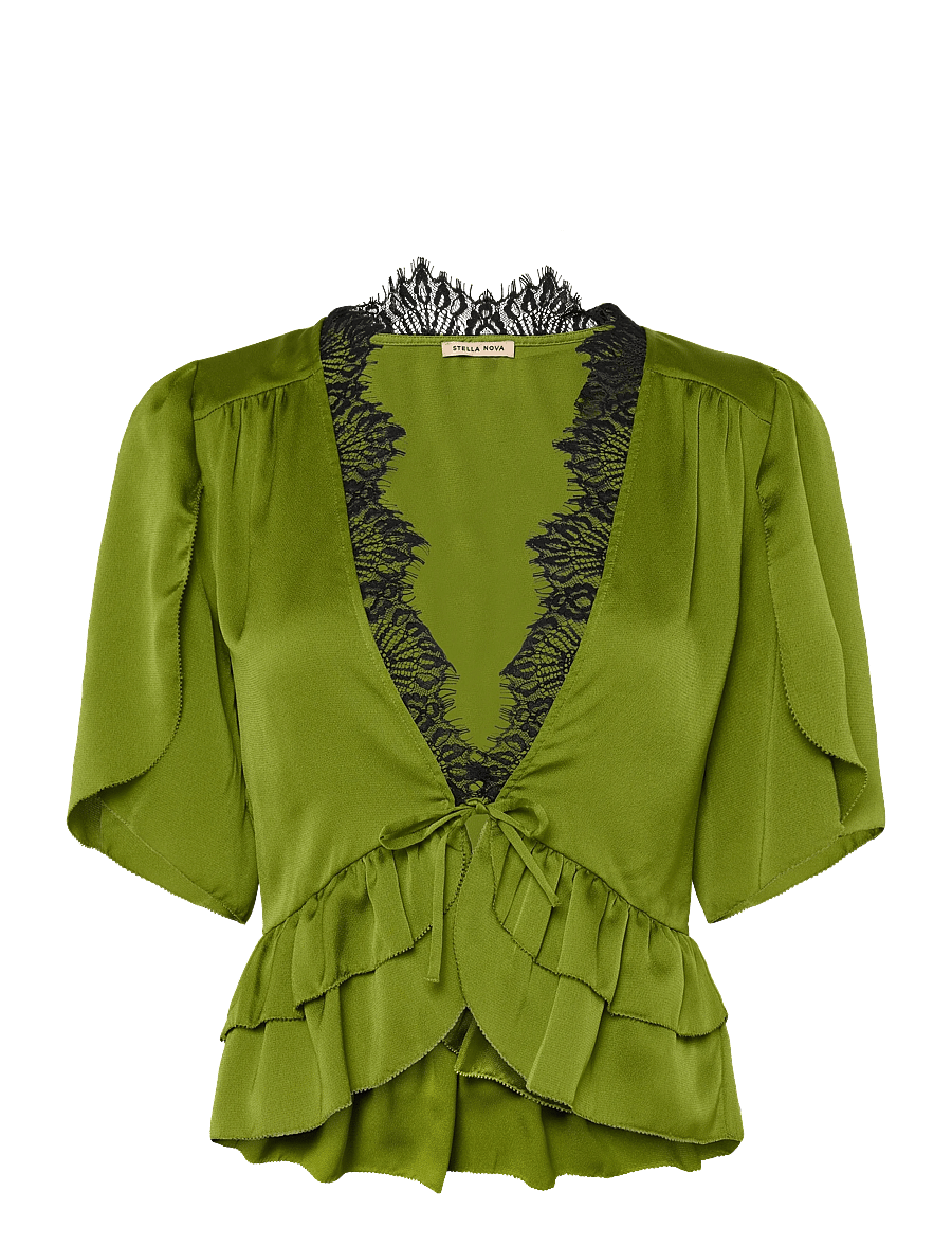 Stella Nova - Delicate Tieband Blouse - green flash - 0