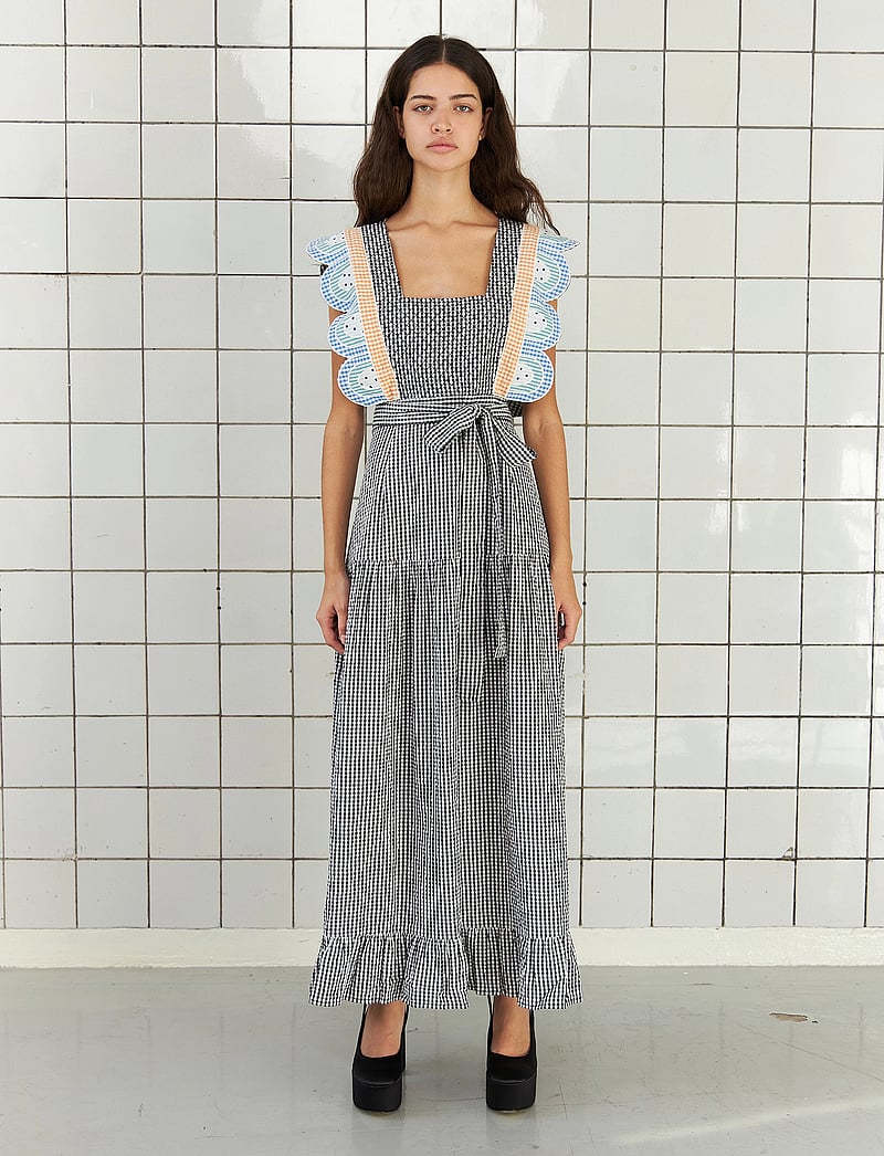 Stella Nova - Checked wrap-around dress - sommerkleider - black/white check - 0