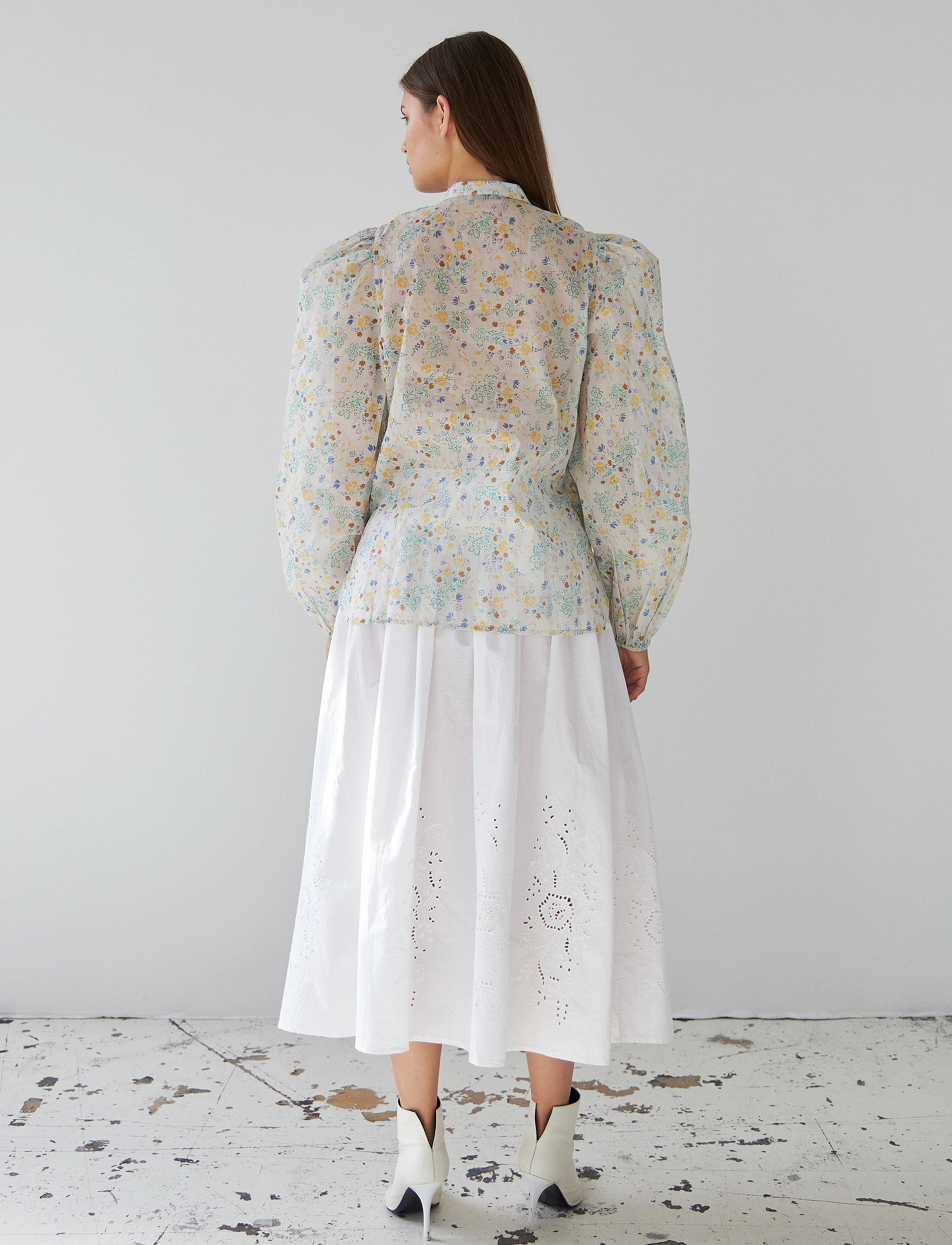 Stella Nova - Transparent cotton shirt - creme multicolour flowers - 3